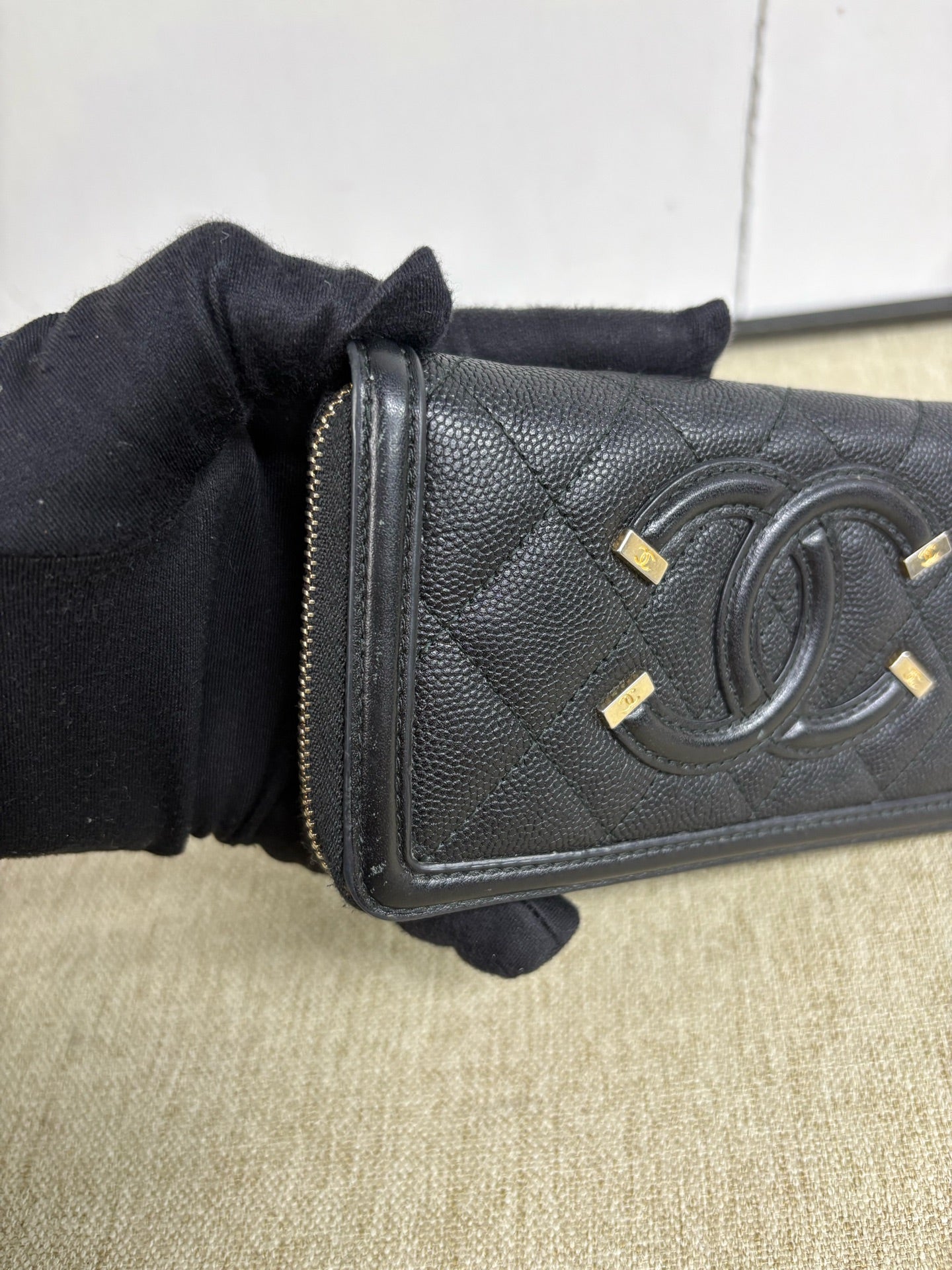 Chanel - Vanity Series Short Wallet CD7479 - Grained leather - Black - (small)