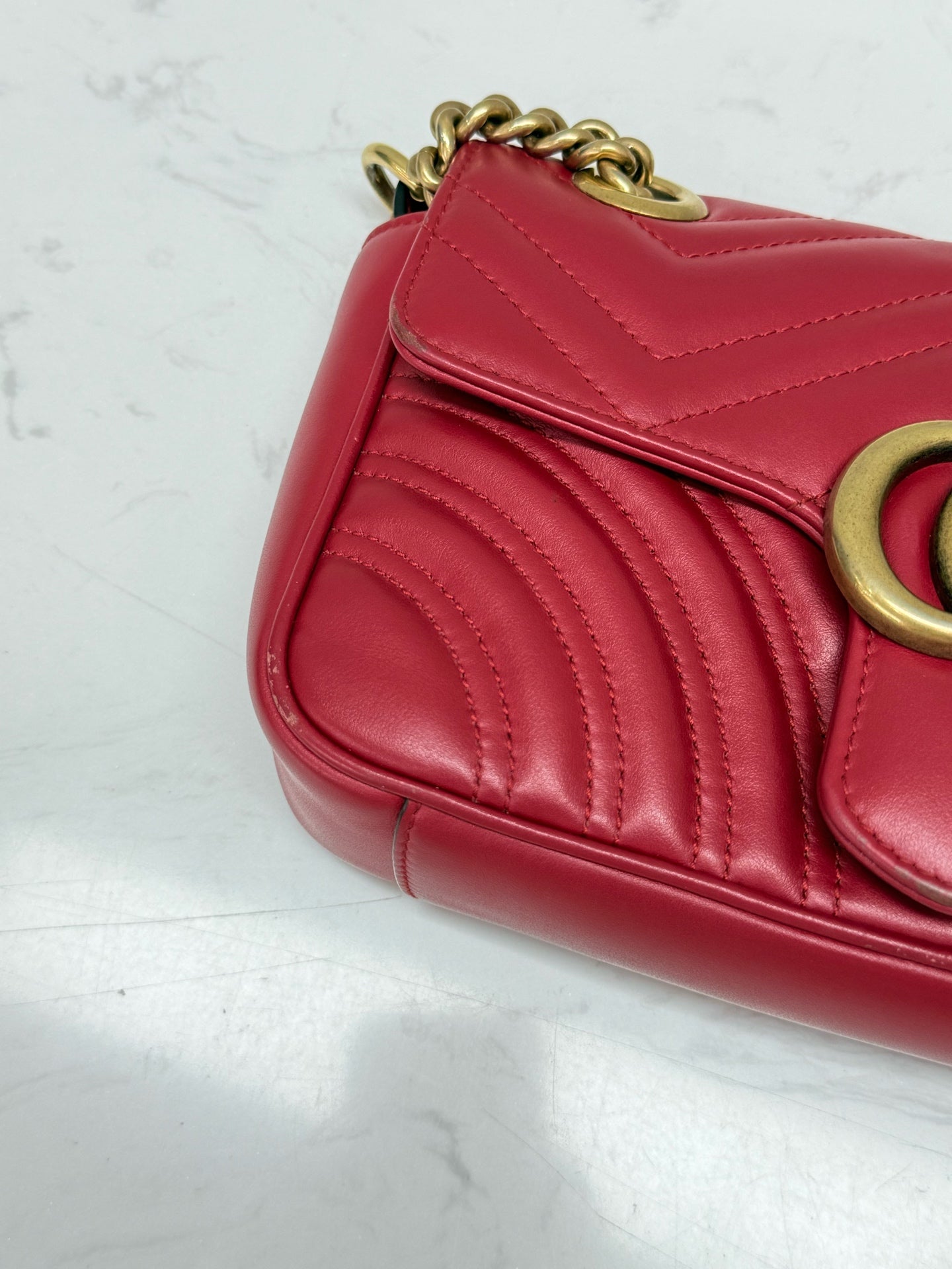 Gucci - GG Marmont Mini - Matelassé leather - Red - (Mini)