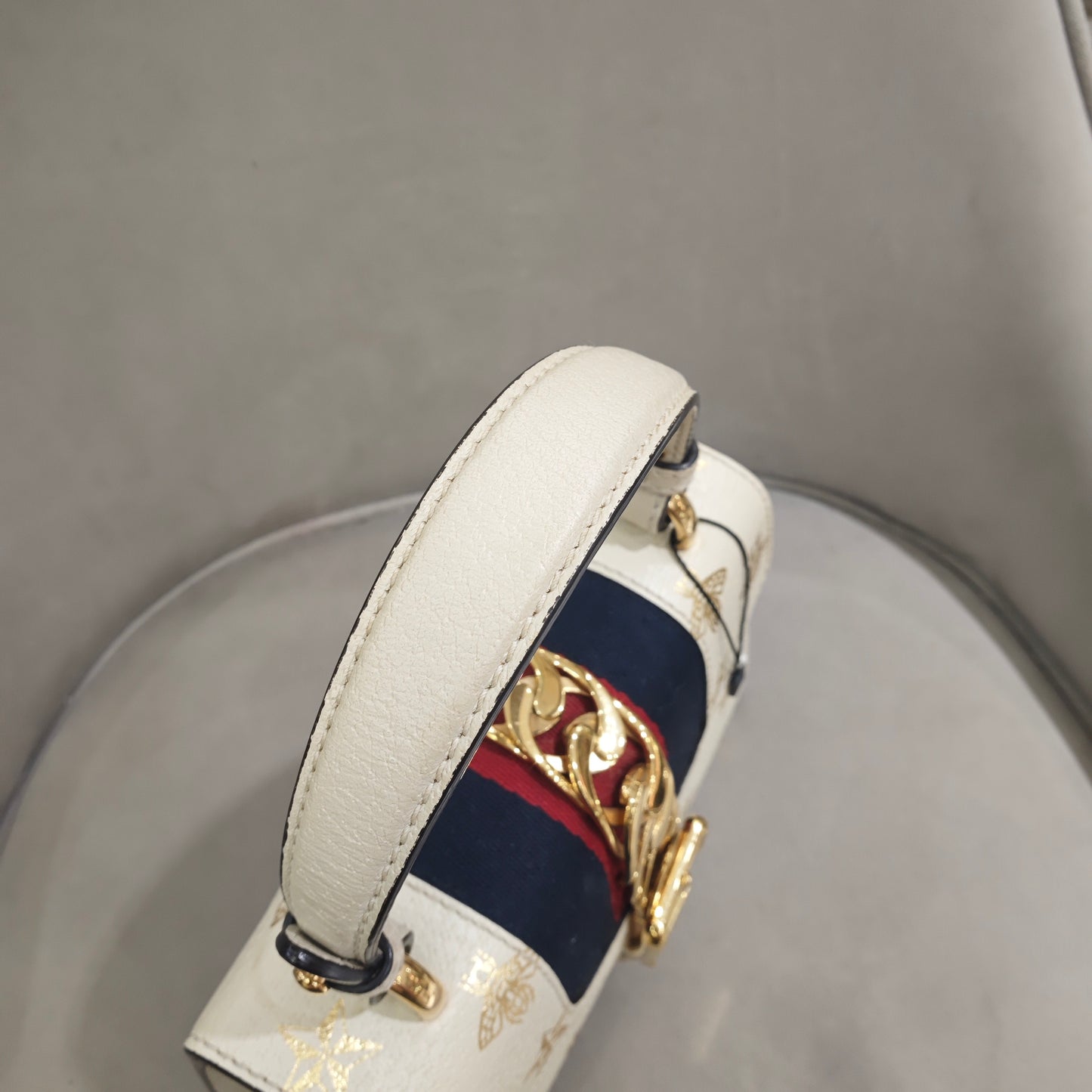 Gucci - Sylvie Small Bee and Star - Grained leather - White - (small)