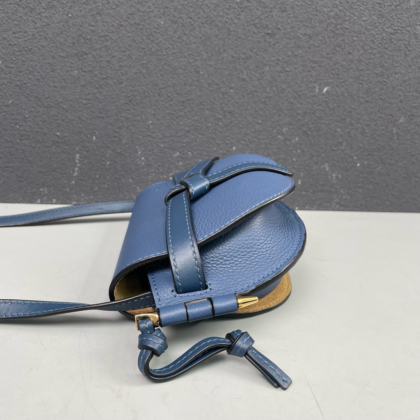Loewe - Gate Mini Crossbody Bag - Grained calfskin leather exterior with suede lining - Navy - (mini)