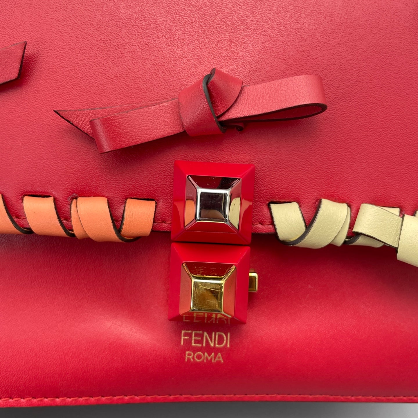 Fendi - Bow Chain Bag - Leather - Red - (small)