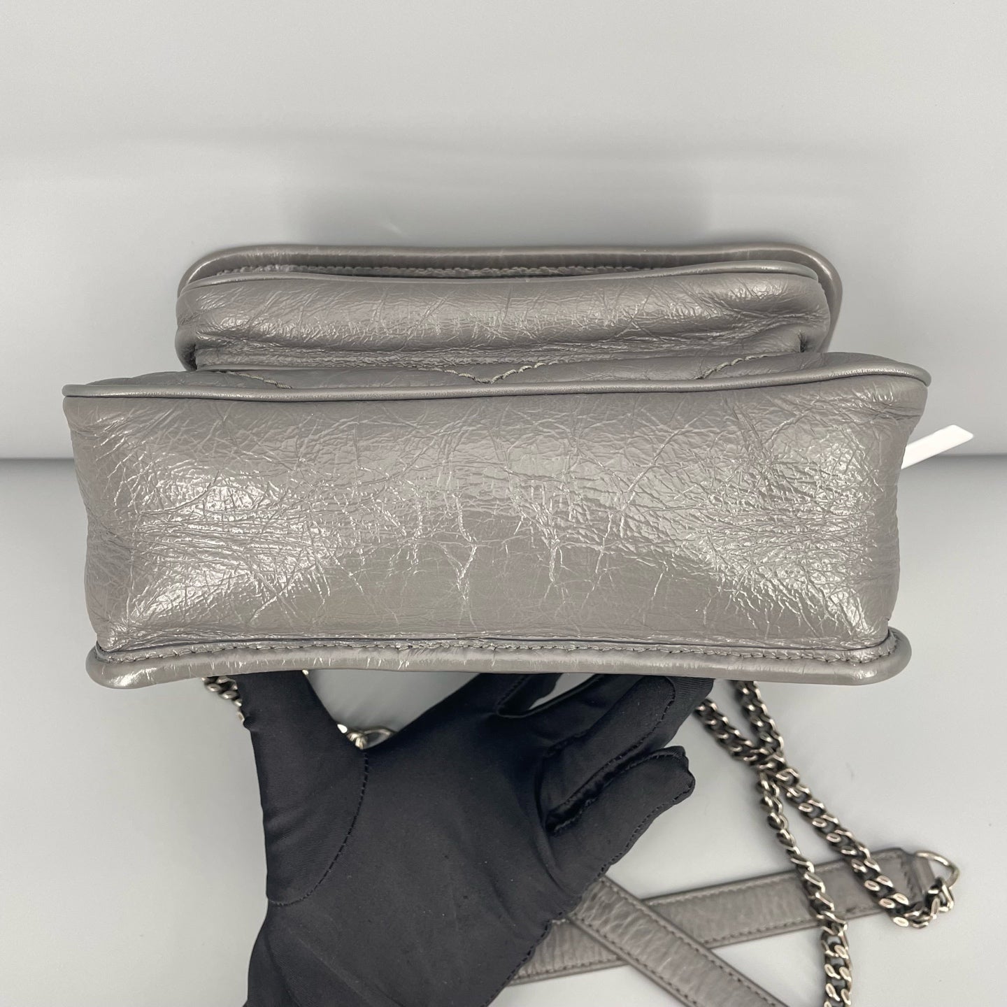 Saint Laurent - Niki Baby - Crinkled calfskin leather - Grey - (mini)