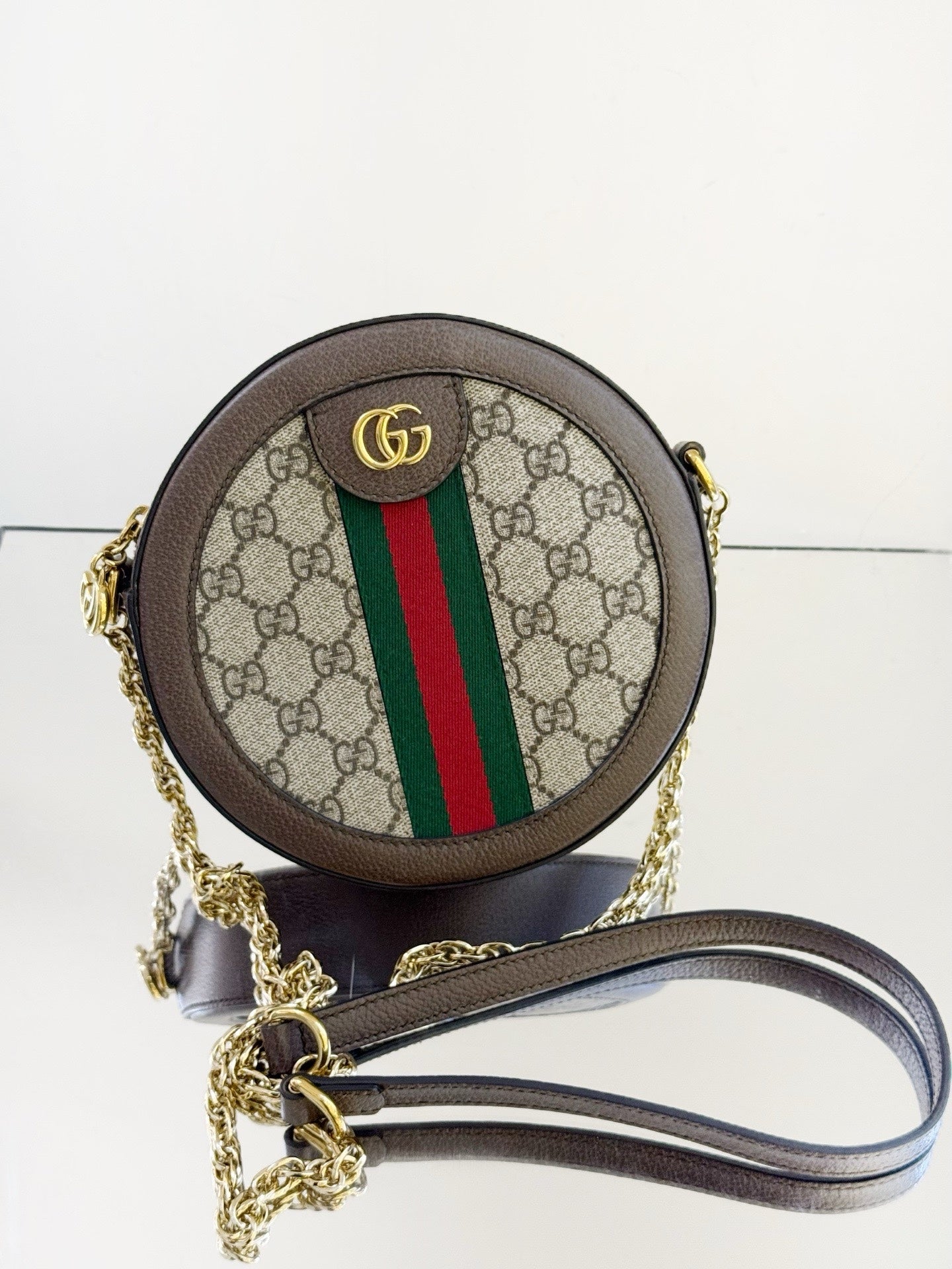 Gucci - Ophidia Mini Round Shoulder Bag - GG Supreme canvas and textured leather - Multicolour - (Mini)