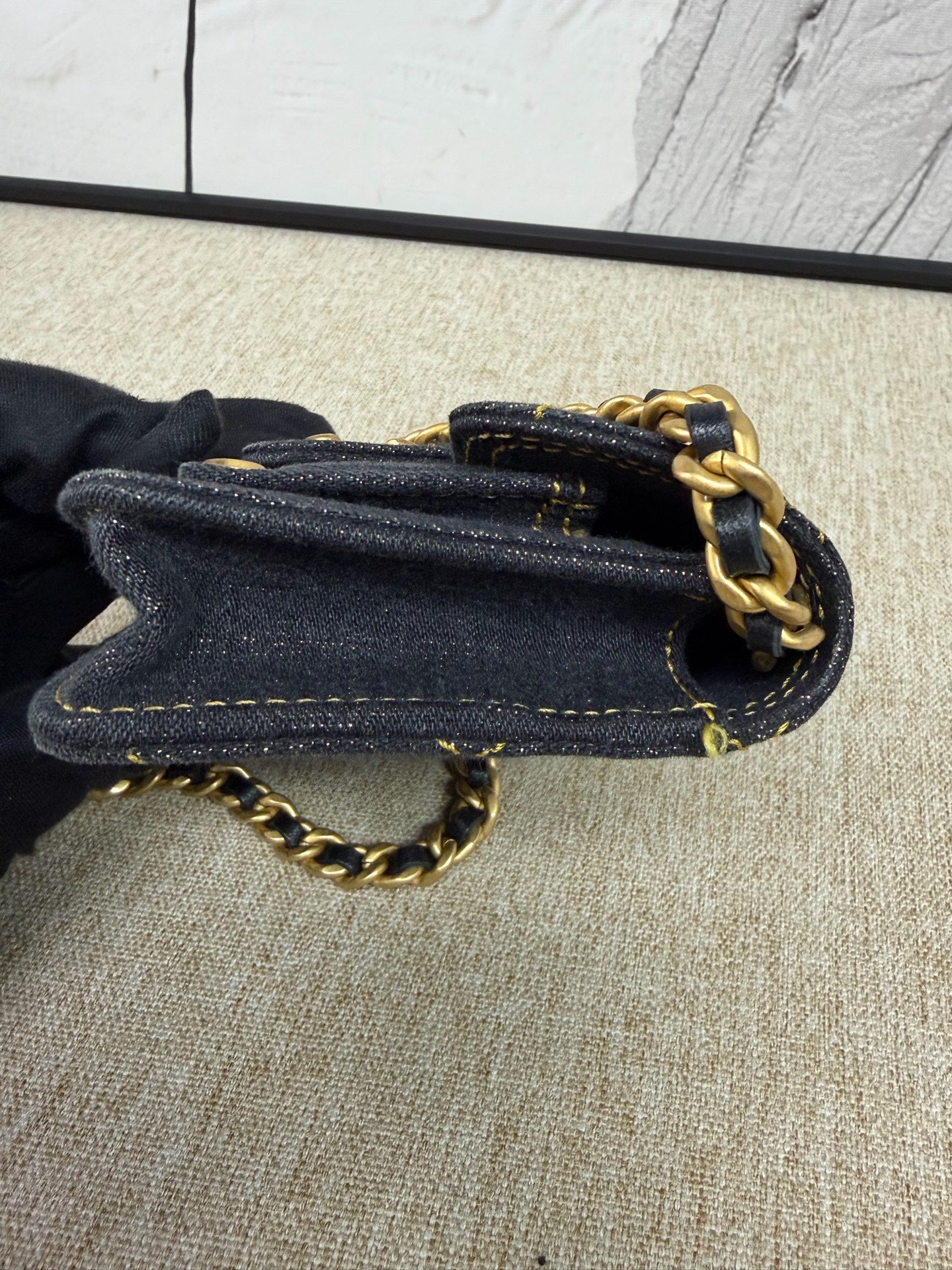 Chanel - Mini Messenger Chain Bag - Denim - Jeans - Black - (mini)