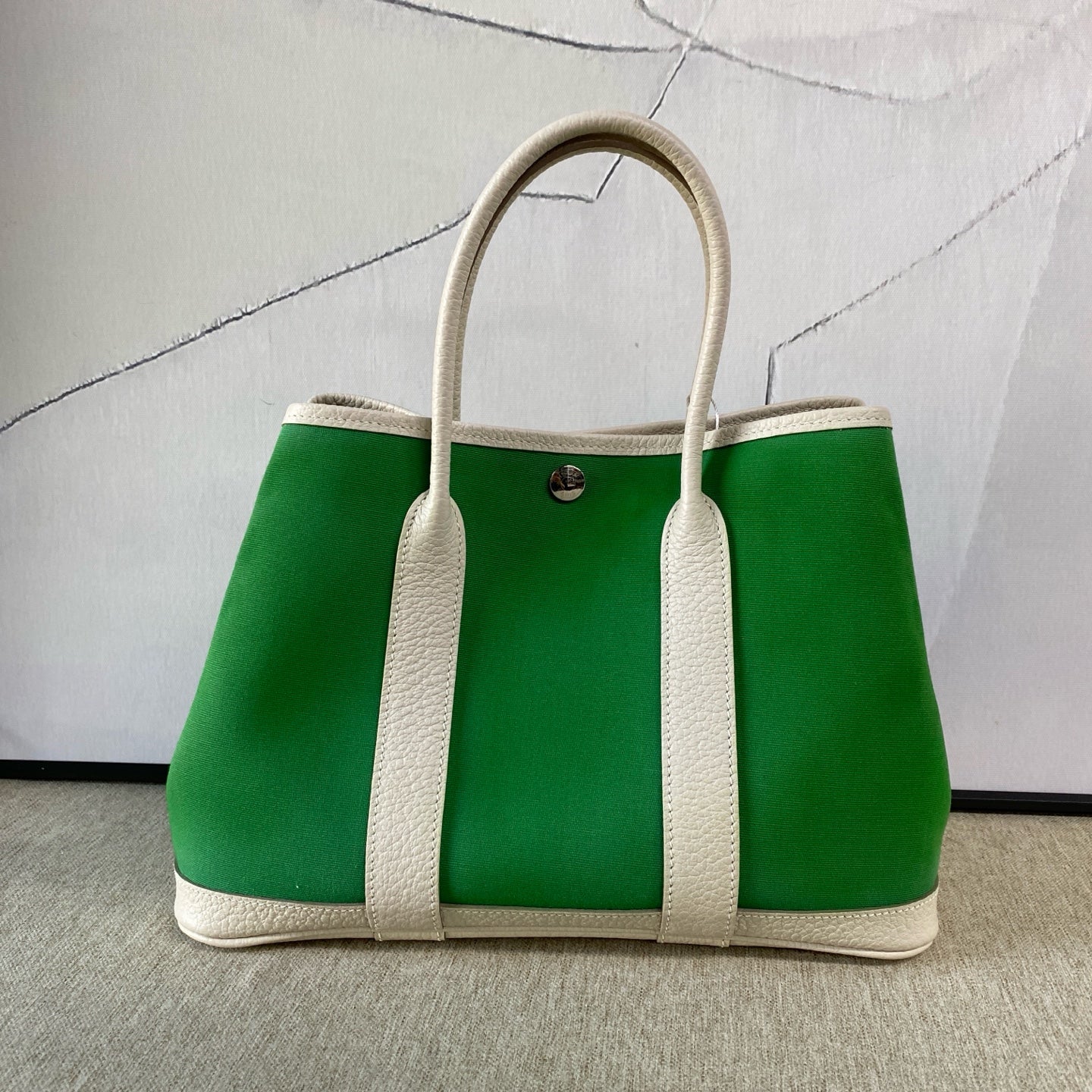 Hermès - Garden Party 30 - Canvas and Negonda Leather - Green and White - (Medium)