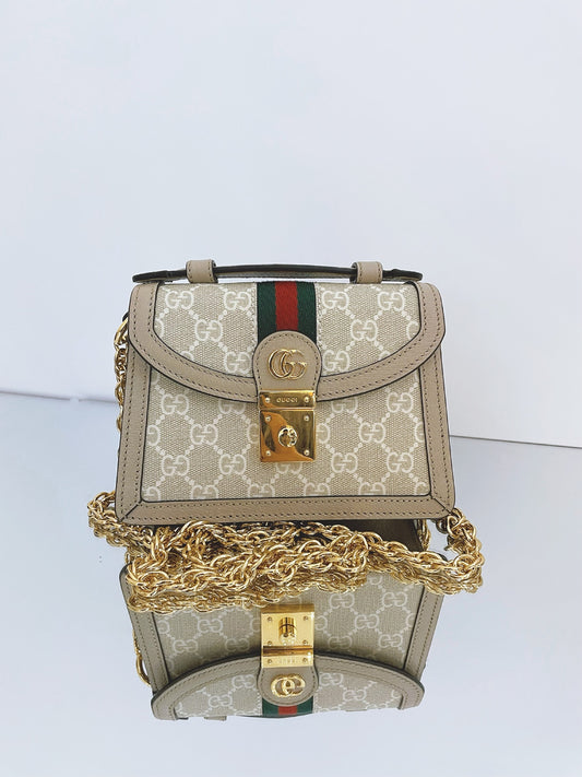Gucci - Ophidia Mini Messenger Bag - GG Supreme canvas with leather trim - Beige - (mini)