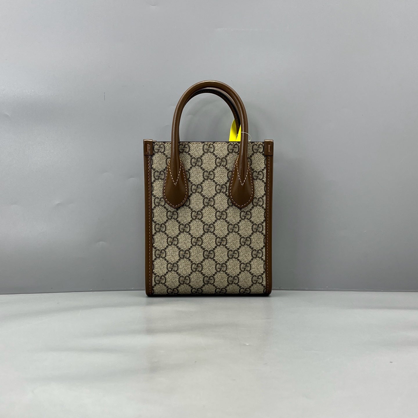 Gucci - Mini Tote Bag - GG Supreme canvas with leather trim - Brown - (mini)