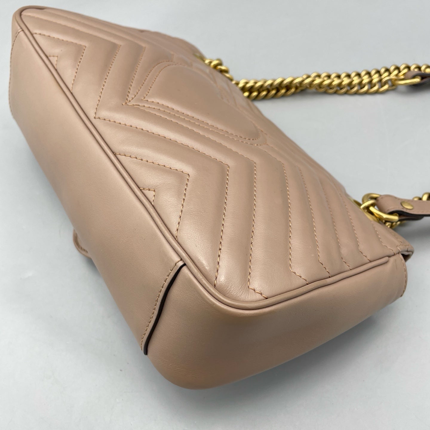 Gucci - GG Marmont Small Shoulder Bag - Leather - Beige - (small)