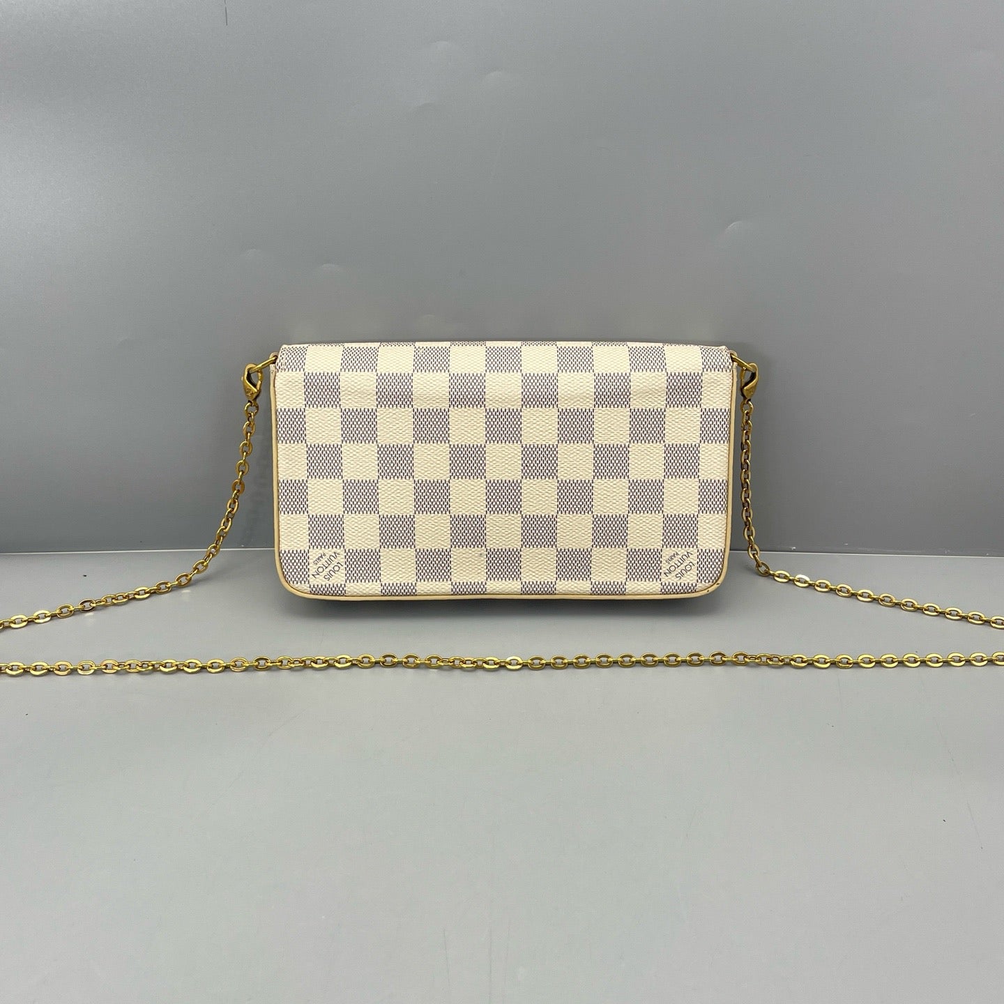 Louis Vuitton - Pochette Félicie - Damier Azur coated canvas with pink leather lining and trim - White - (Small)