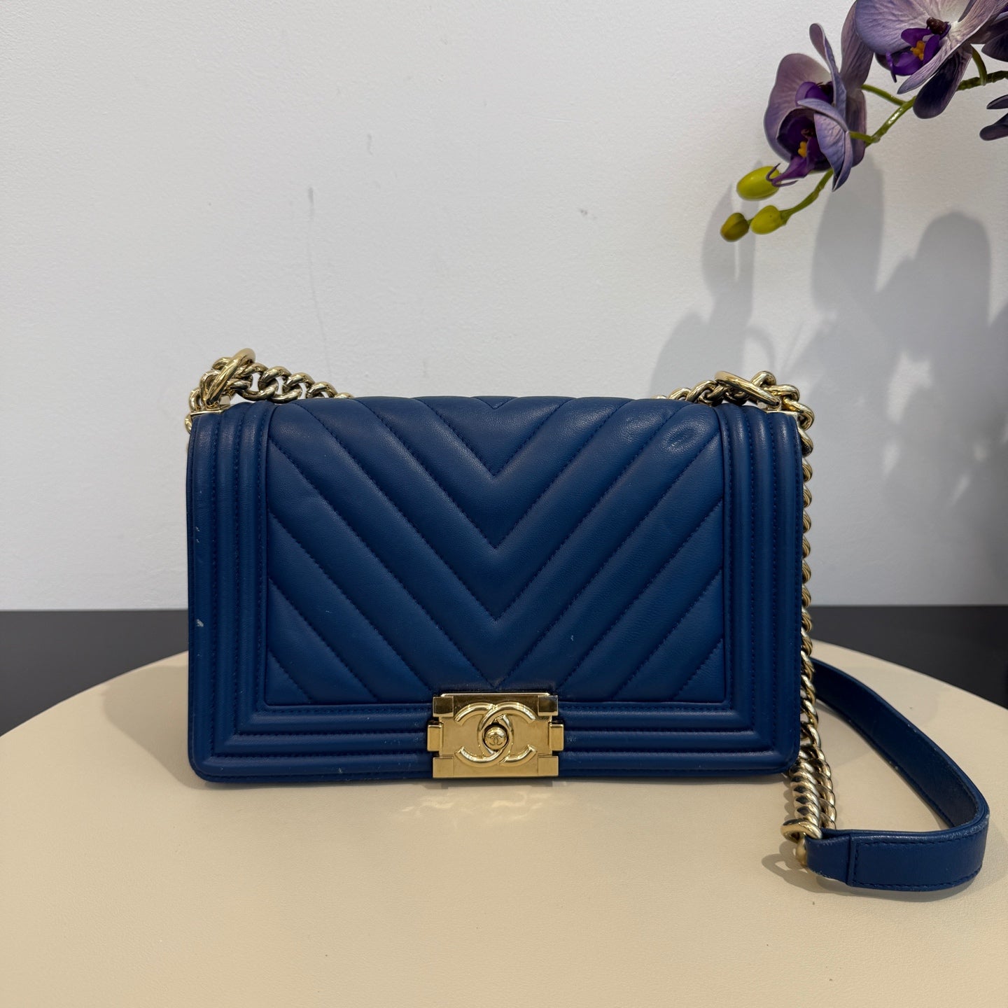 Chanel - Le Boy - Leather - Blue - (Medium)
