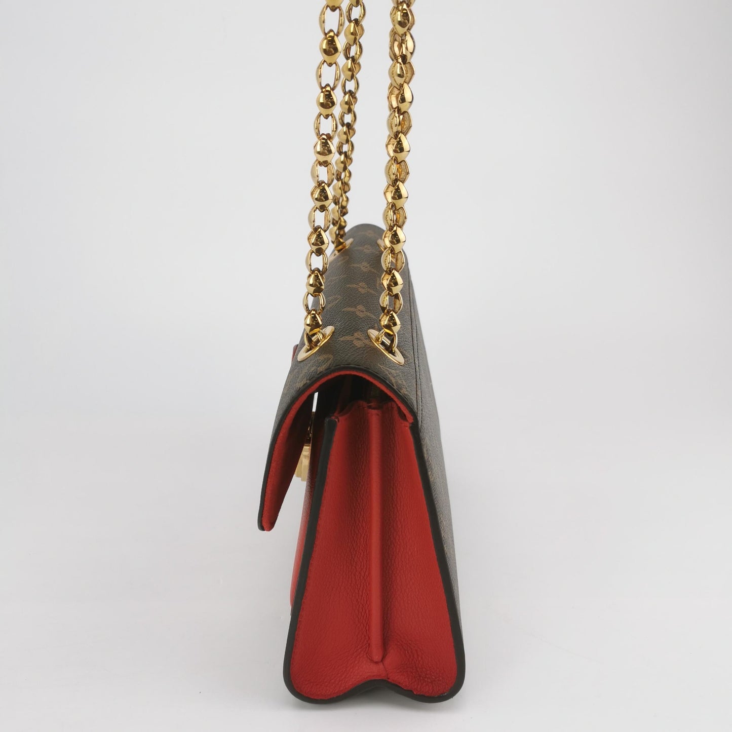 Louis Vuitton - S Lock Chain Bag - Monogram coated canvas and grained leather - Brown and Red - (Small)