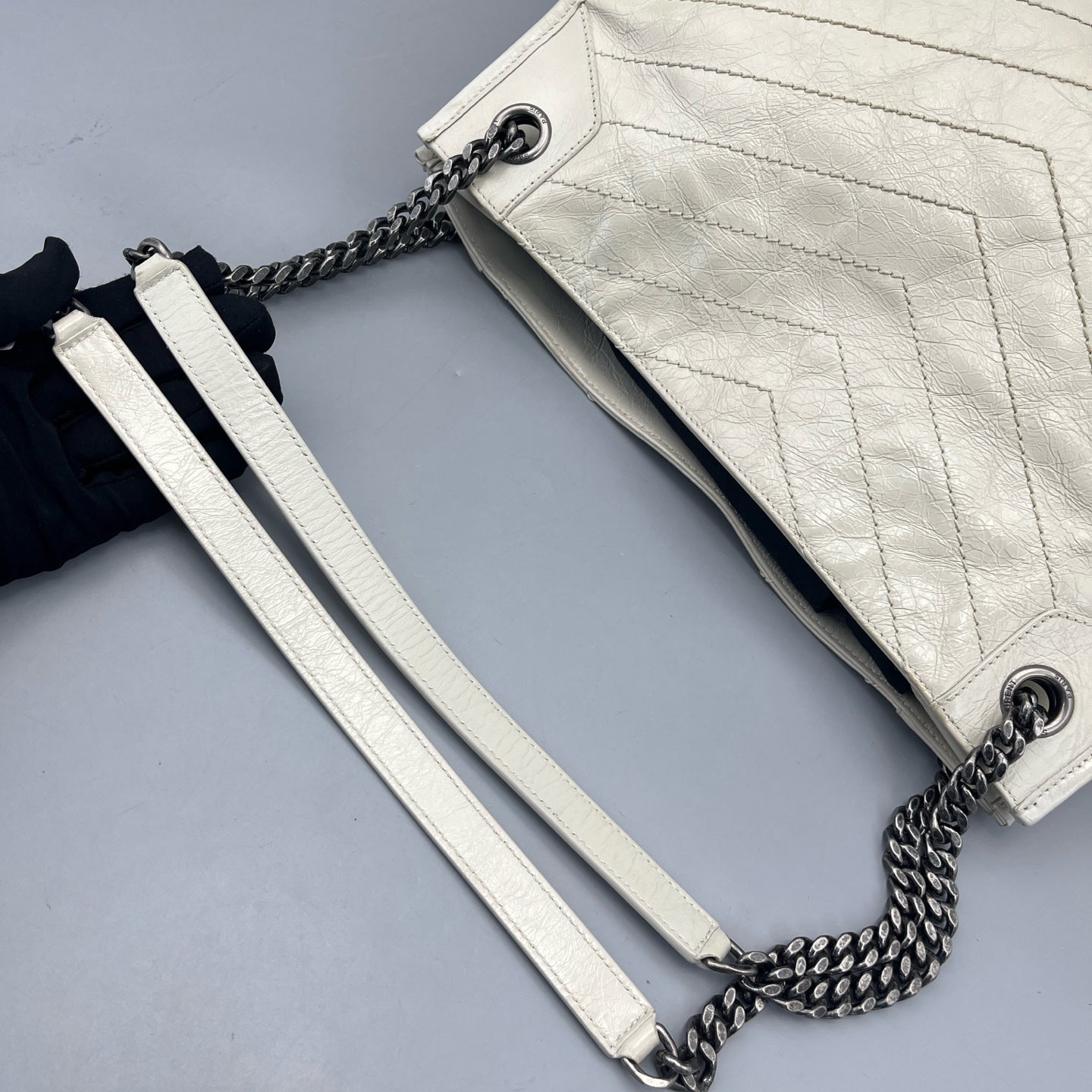 Saint Laurent - Niki Small Tote Bag - Leather - White - (small)