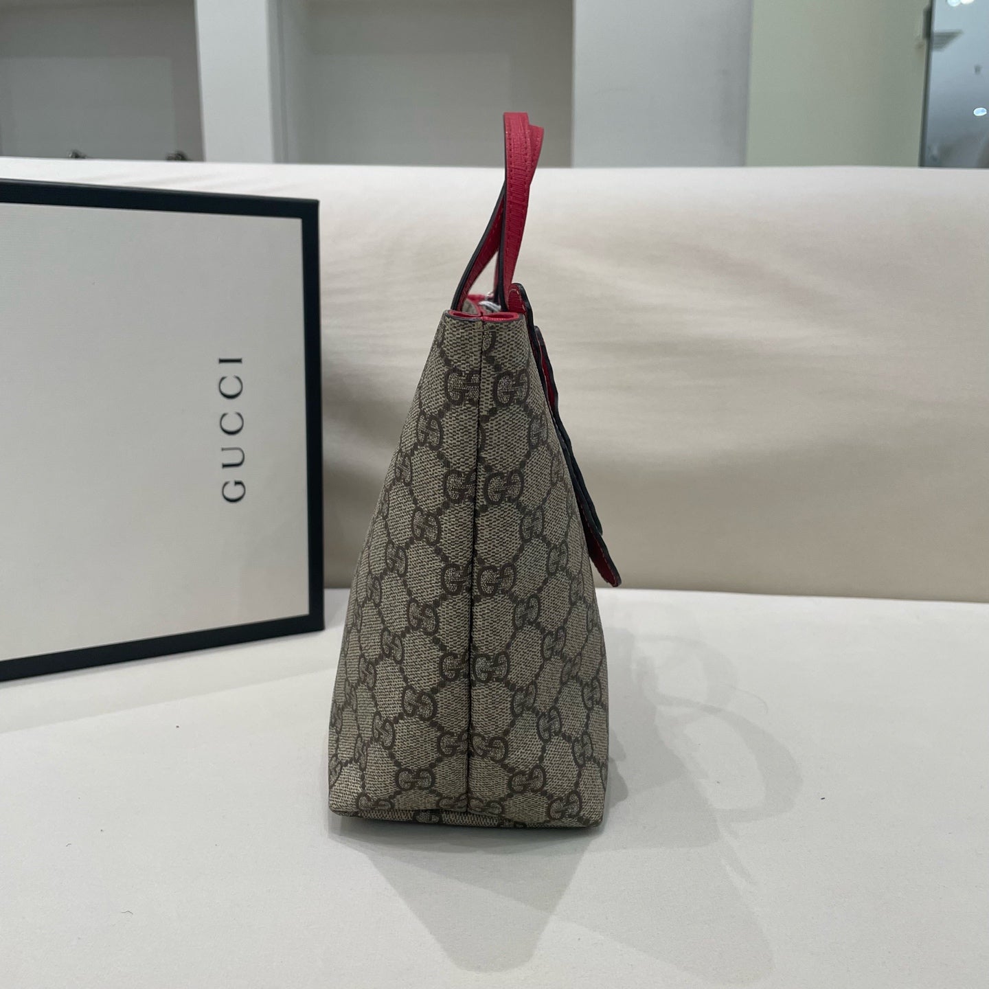 Gucci - Kids' GG Supreme Butterfly Tote - Coated canvas with leather trim and appliqué - Beige with red and multicolour accents - (mini)