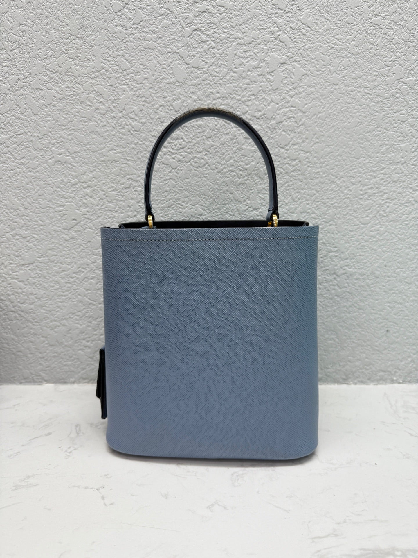 Prada - Saffiano Leather Bucket Bag - Leather - Blue - (medium)