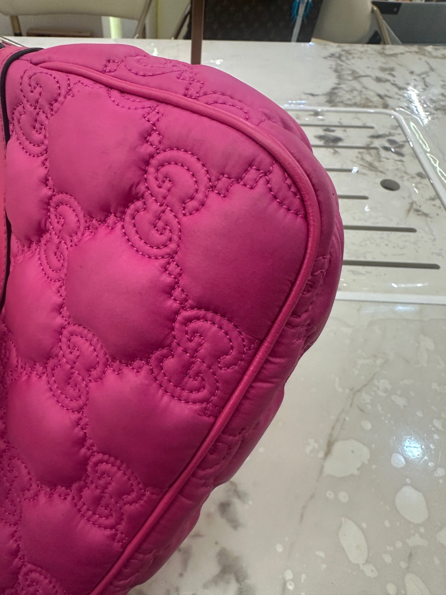 Gucci - GG Matelassé Handbag - Padded leather with leather trim - Pink - (small)