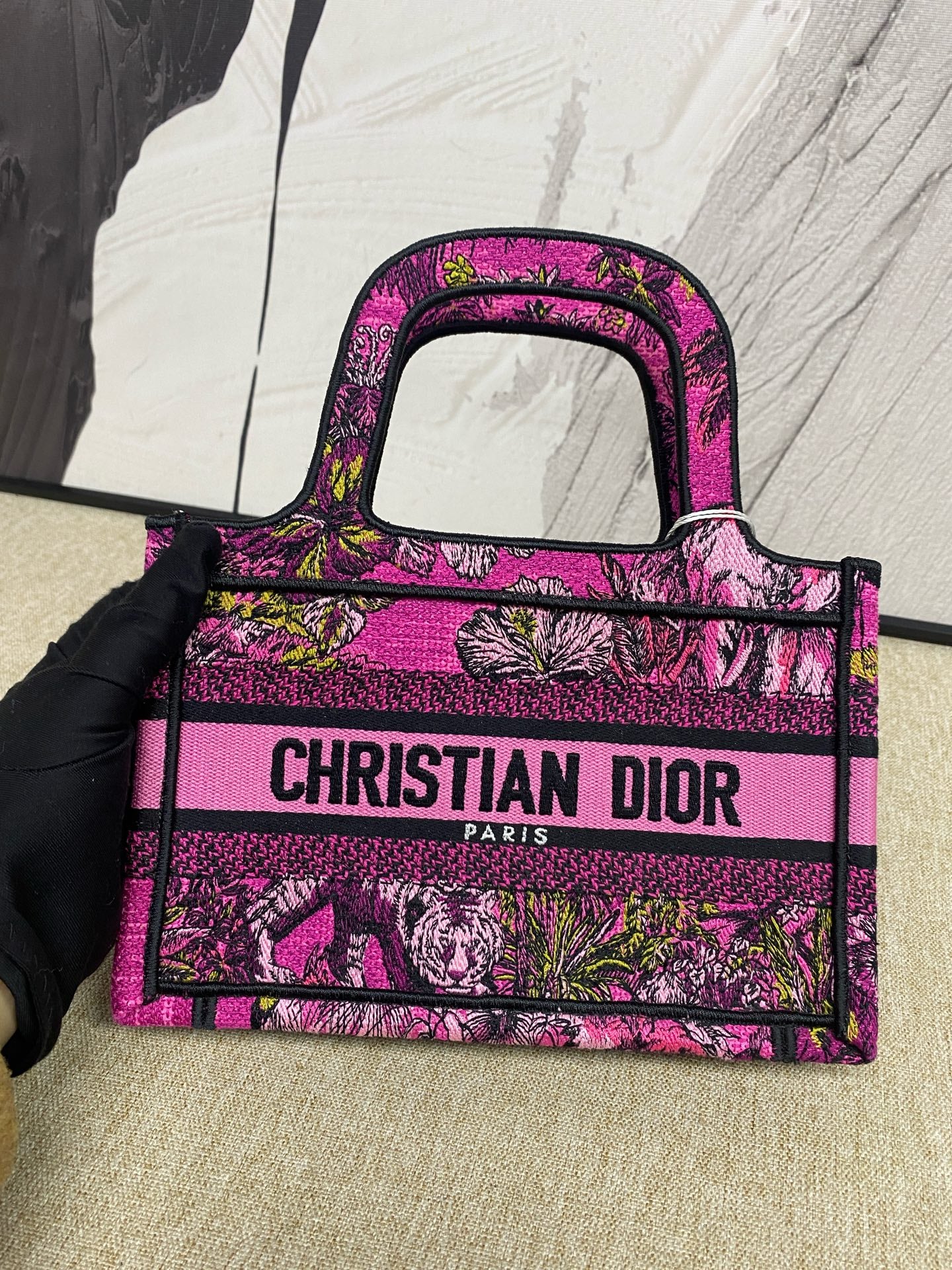 Dior - Book Tote Mini - Embroidered canvas - Pink - (mini)