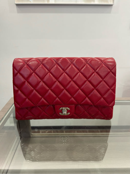 Chanel - Classic Flap Chain Bag - Caviar leather - Red - (Medium)