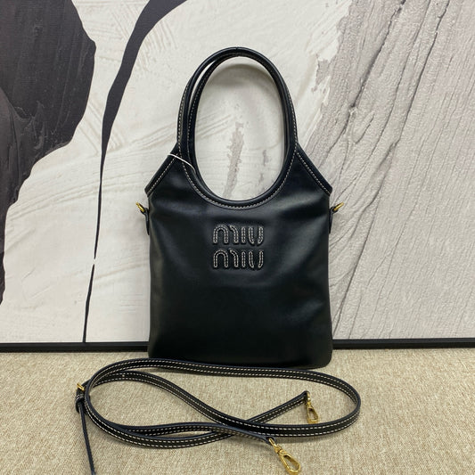 MiuMiu - Ivy Mini Tote Bag - Leather - Black - (mini)