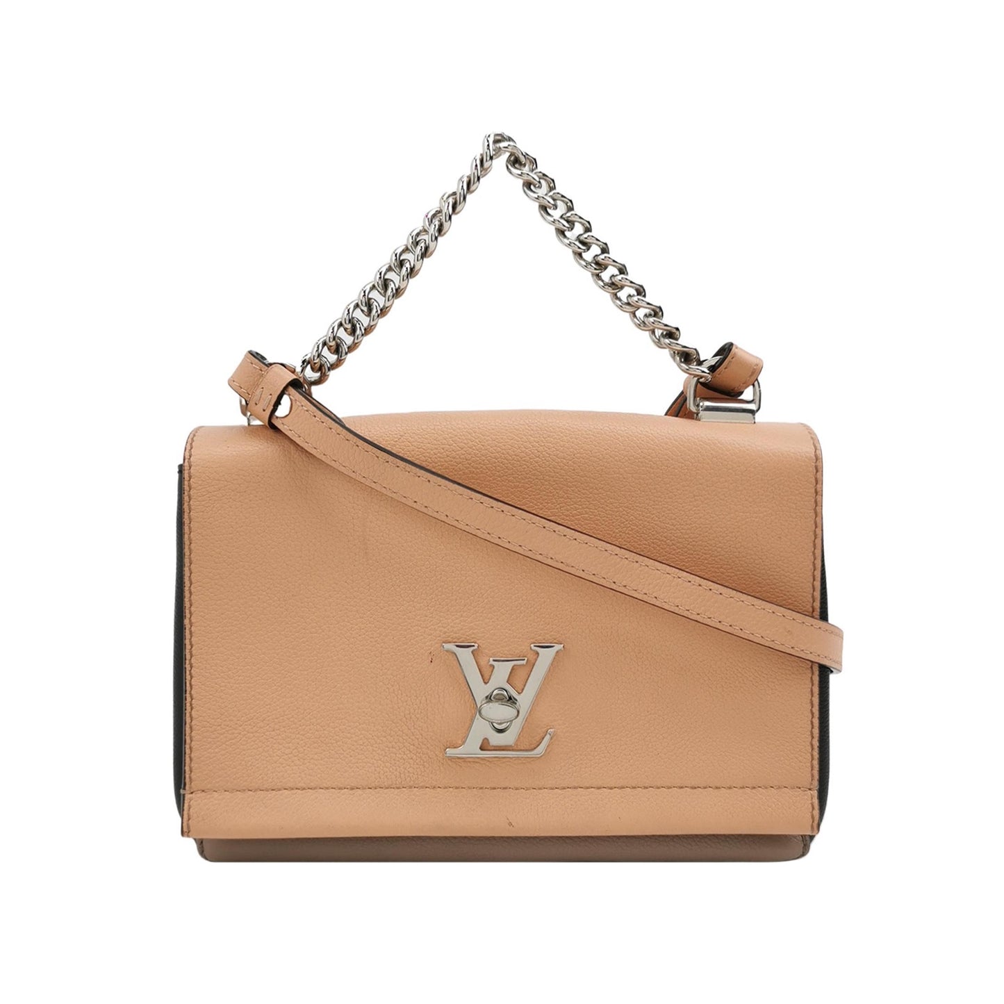 Louis Vuitton - Lockme - Grained calfskin leather - Pink, Grey, and Black color-block with Silver-Tone Hardware - (Small)