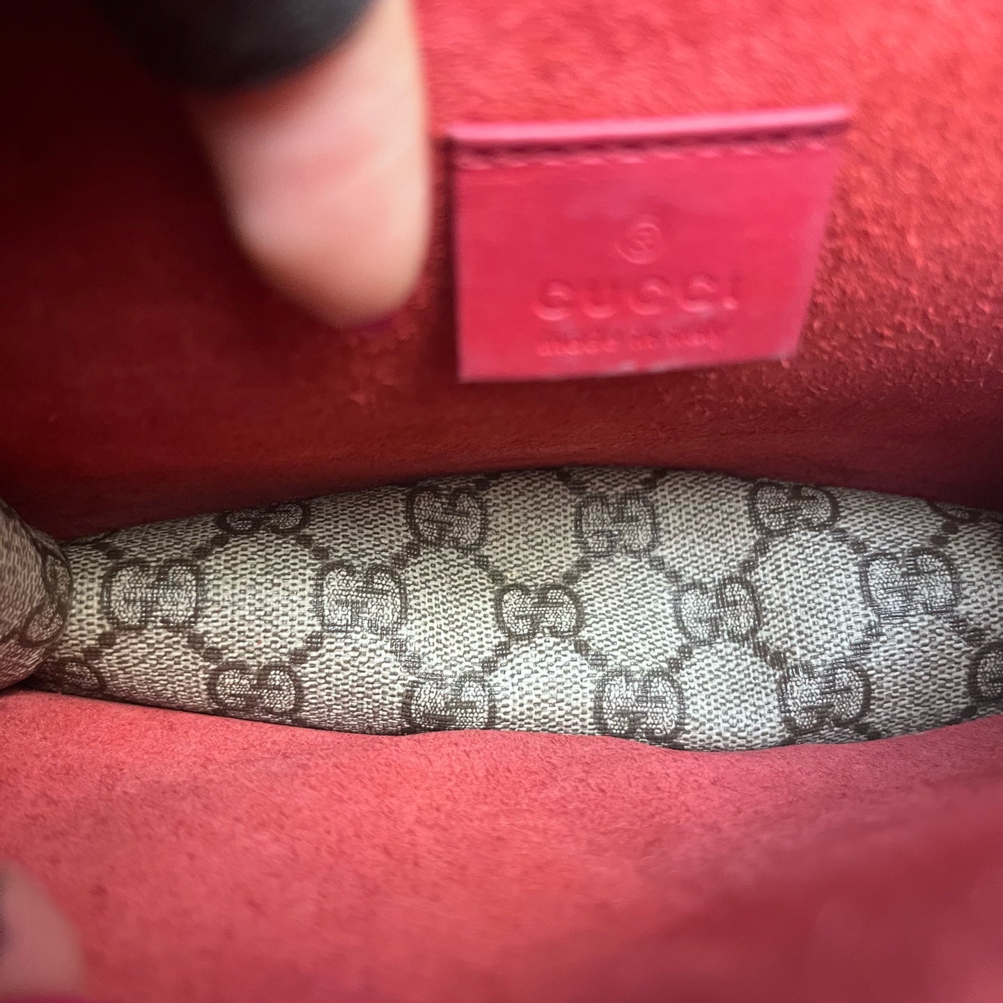 Gucci - Dionysus Mini Chain Bag - GG Supreme canvas with Suede - Beige with Red accents - (mini)