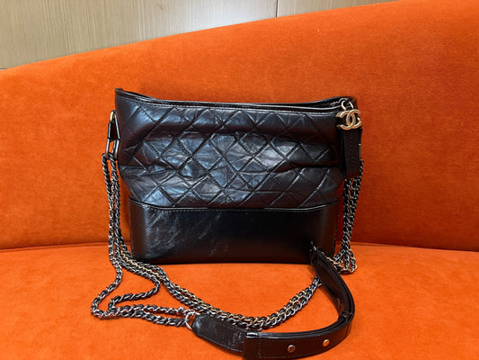 Chanel - Gabrielle Hobo Bag - Aged calfskin and polished calfskin leather - Black - (Medium)