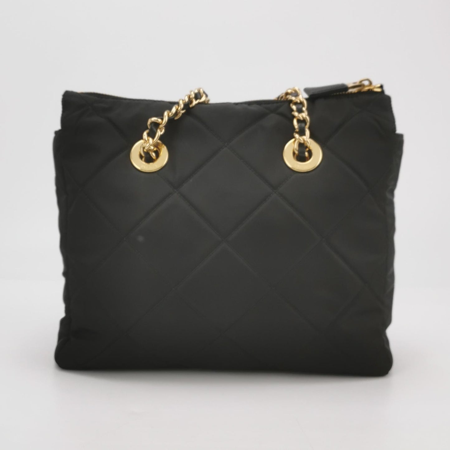 Prada - Quilted Tessuto Chain Shoulder Bag - Quilted Tessuto nylon with Saffiano leather trim - Black - (Medium)