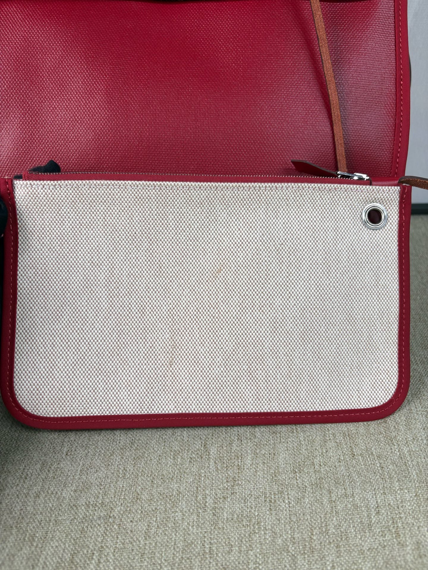 Hermès - Herbag Zip 31 - Waterproof canvas and Cowhide leather - Chili Red and Beige - (Small)