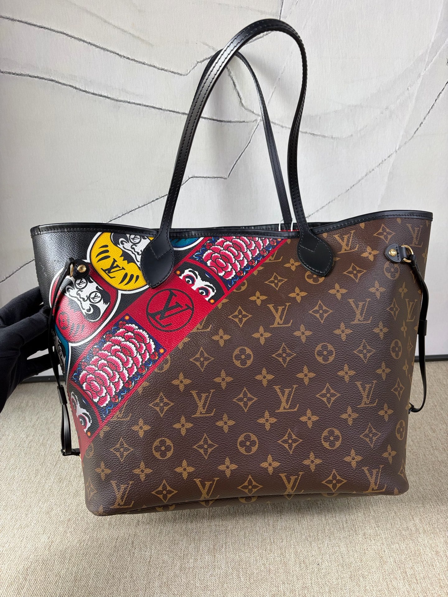 Louis Vuitton - Neverfull MM Kansai Yamamoto Kabuki Face Edition - Monogram coated canvas with leather trim - Brown, Multicolour - (Medium)