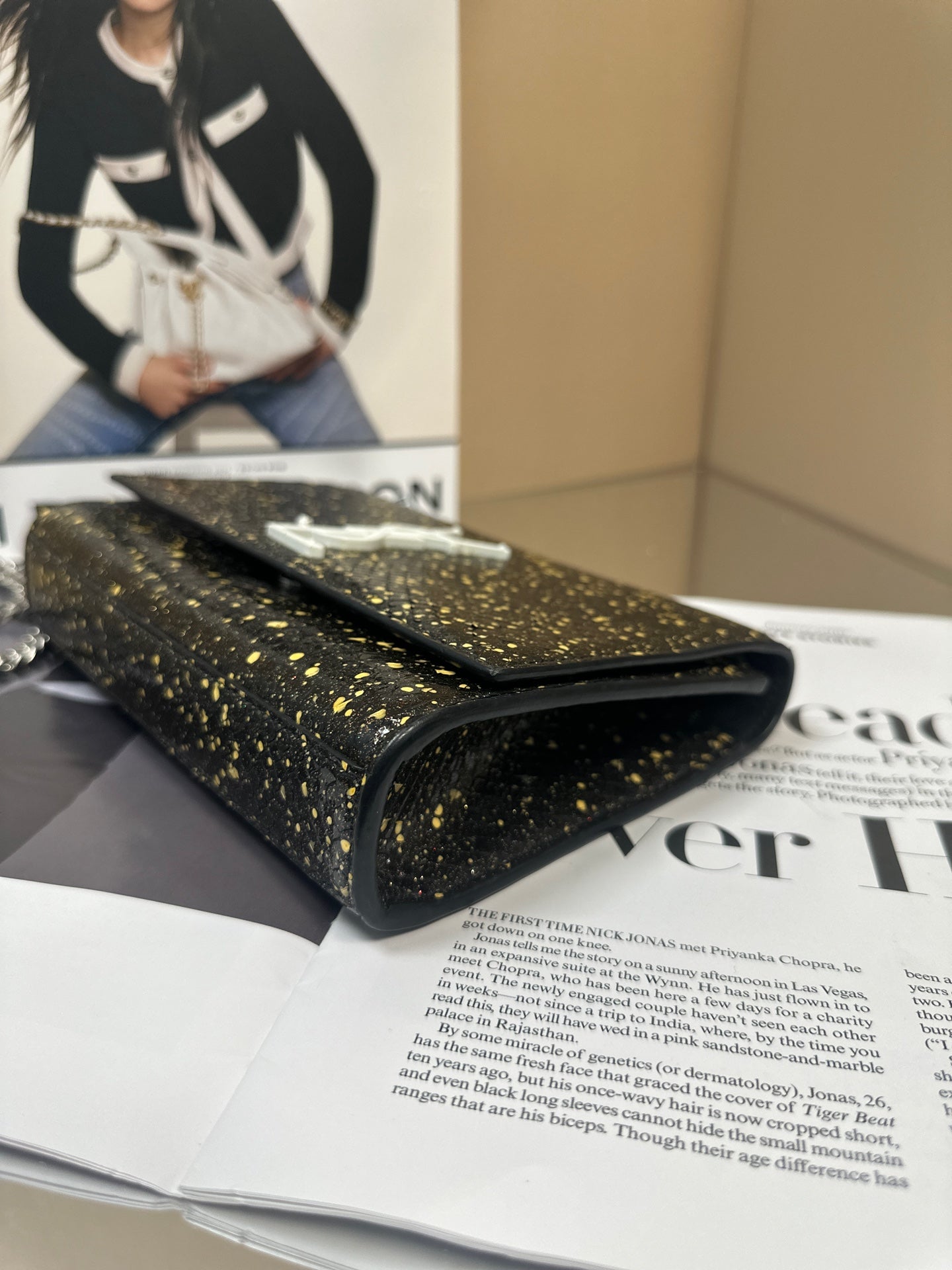 Saint Laurent - Kate - Leather with imitation snakeskin embossing - Black - (Small)