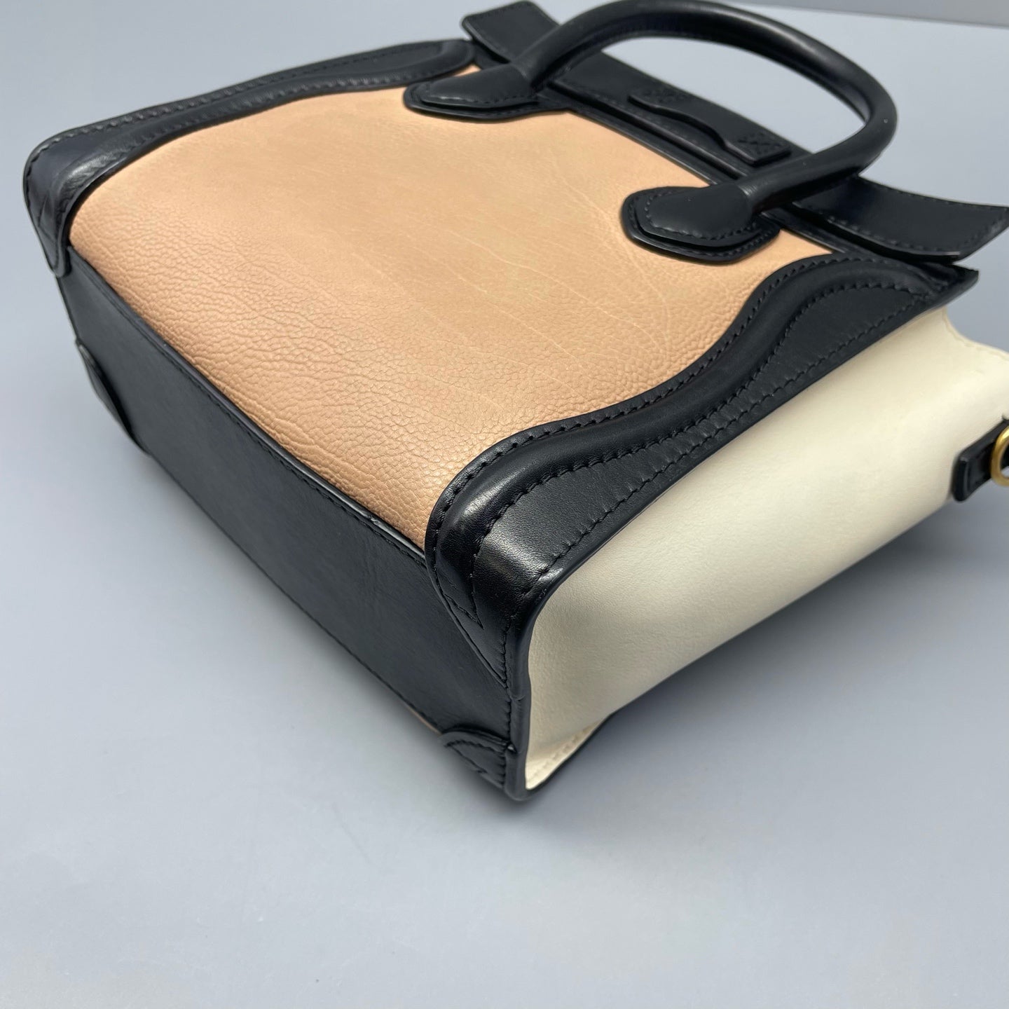 Celine - Luggage Nano - Grained calfskin and smooth leather - Black, Peach, and Cream - (mini)