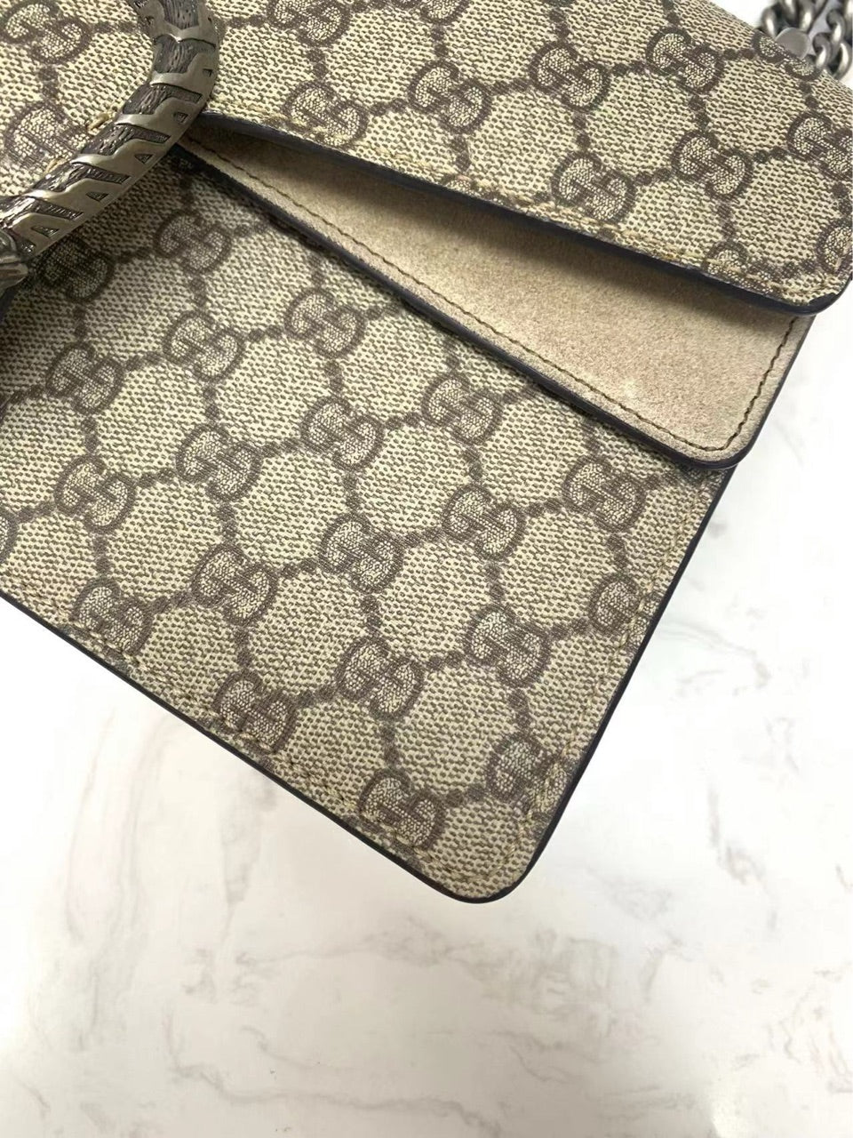 Gucci - Dionysus Shoulder Bag - GG Supreme canvas with suede and leather trim - Beige and Ebony - (Medium)