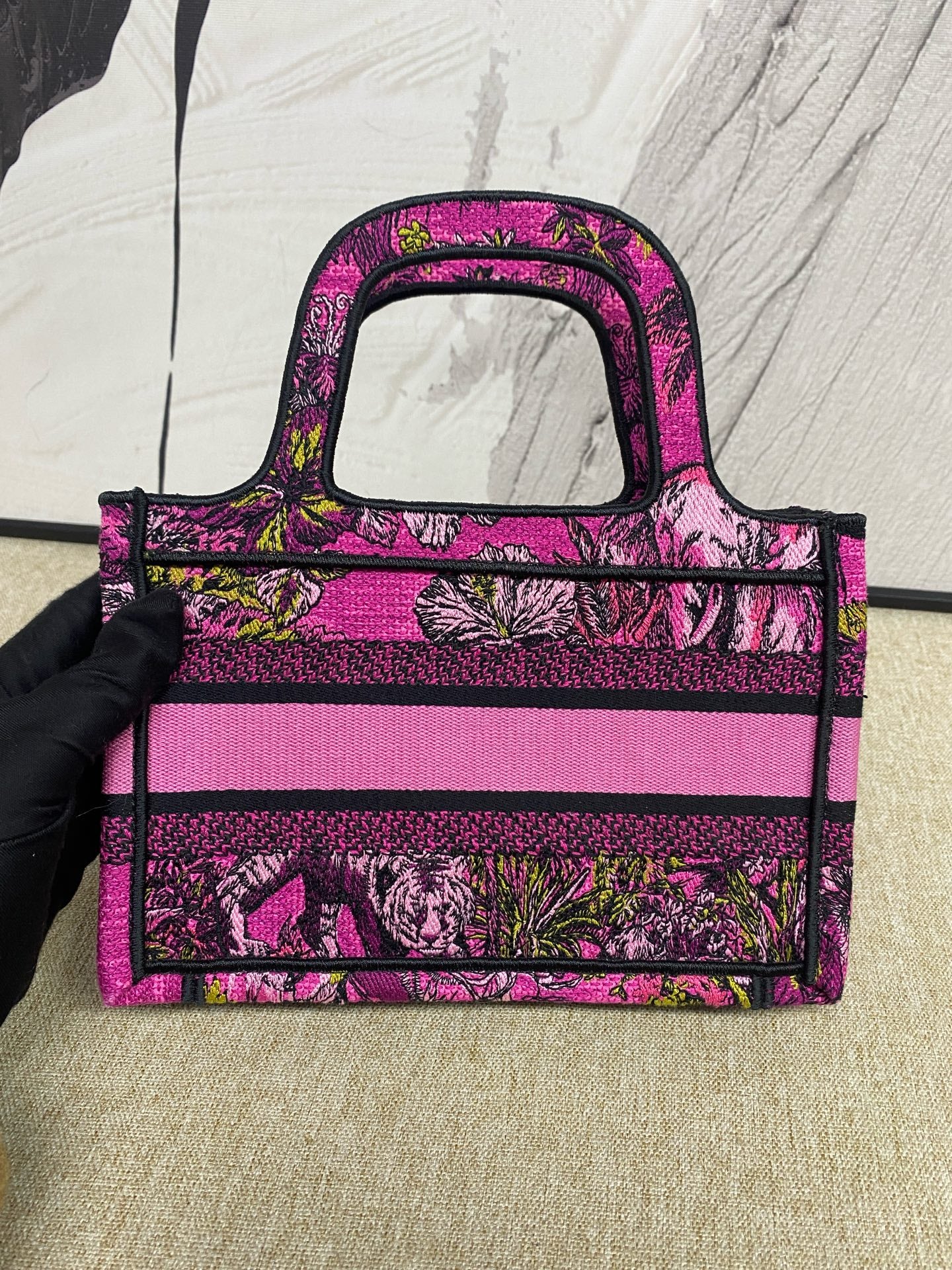Dior - Book Tote Mini - Embroidered canvas - Pink - (mini)