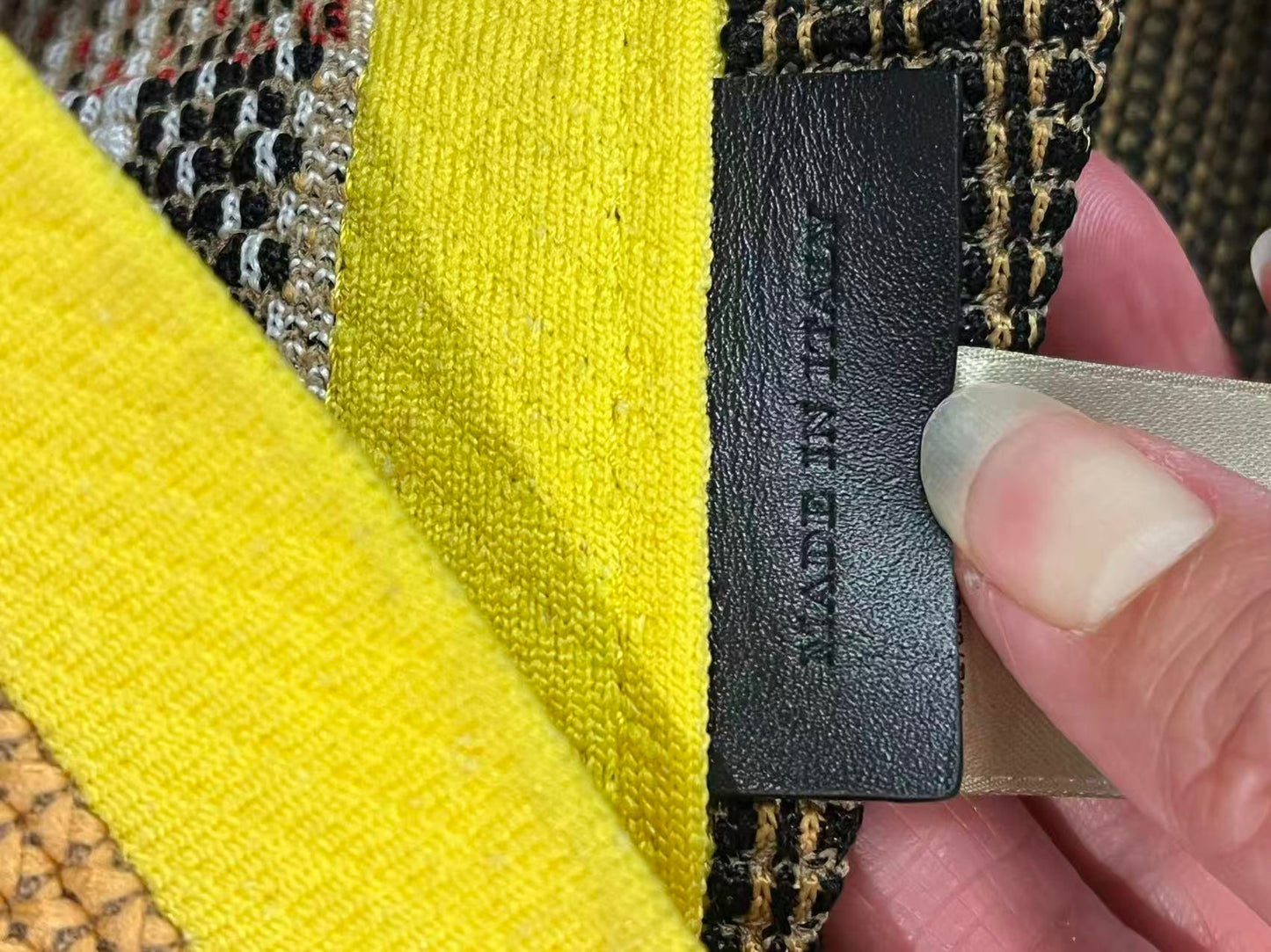 Burberry - Woven Logo and Check Tote Bag - Woven textile and leather - Mustard Yellow, Black, Yellow, Red, and White - (Large)