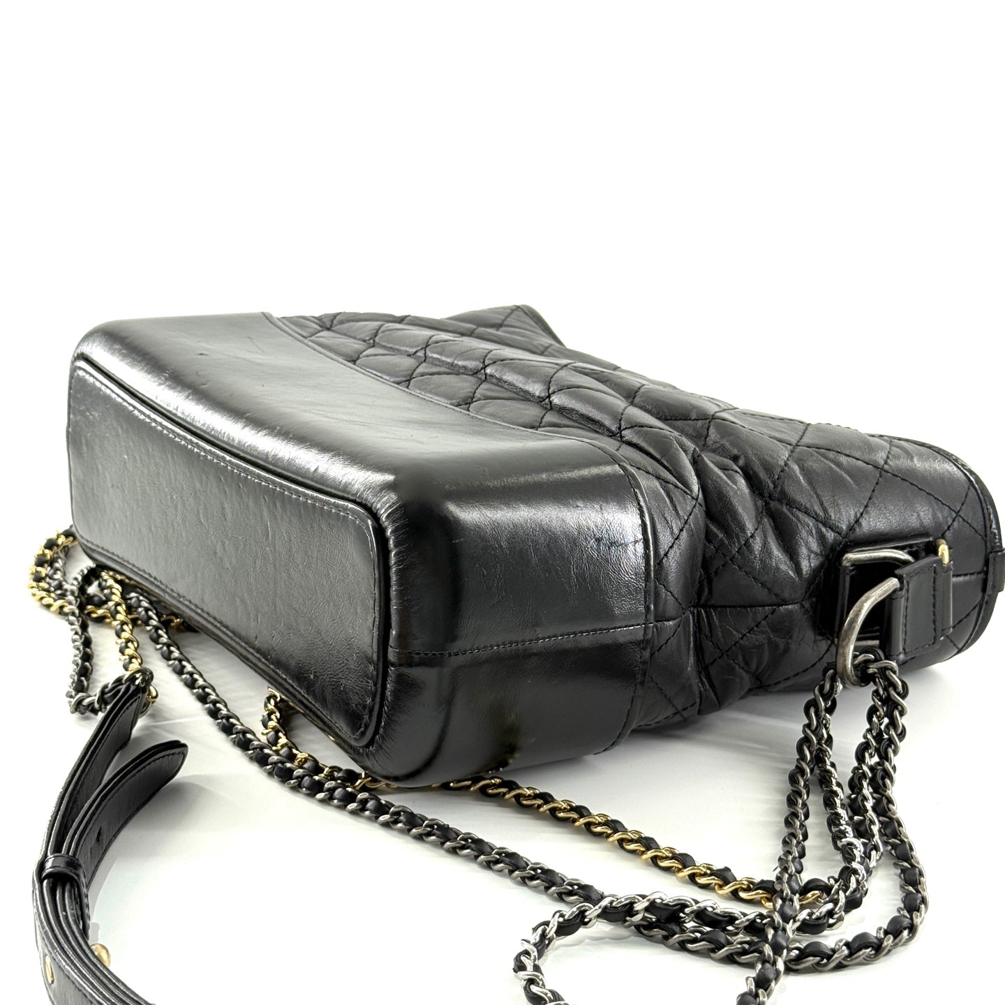 Chanel - Gabrielle Hobo Bag - Aged calfskin leather and smooth calfskin leather - Black - (Medium)