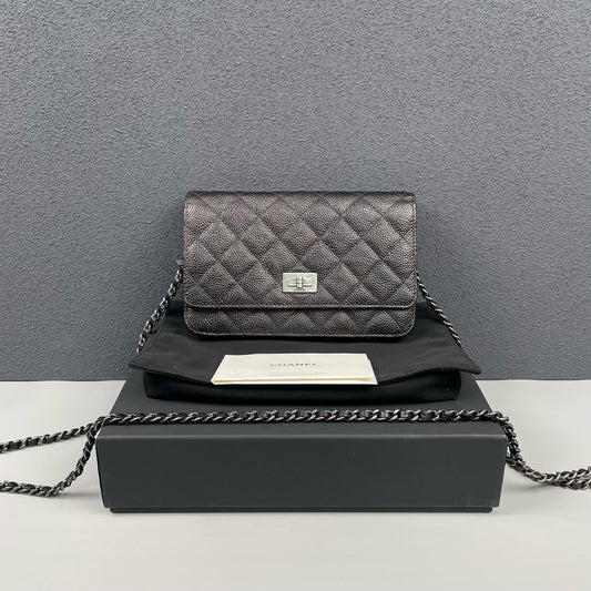 Chanel - 2.55 Wallet on Chain (WOC) - Grained calfskin leather - Black - (mini)
