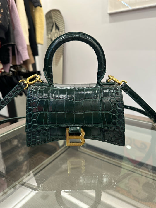 Balenciaga - Hourglass XS - Crocodile-embossed leather - Green - (mini)