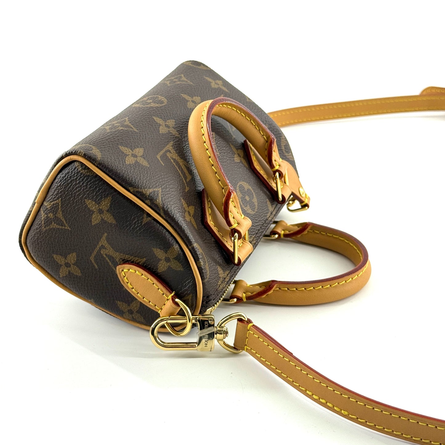 Louis Vuitton - Speedy Nano - Monogram coated canvas with natural Vachetta leather trim - Brown - (mini)