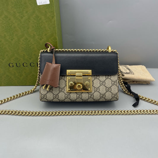 Gucci - Padlock Small Shoulder Bag - GG Supreme canvas with leather trim - Beige, Black, Brown - (small)