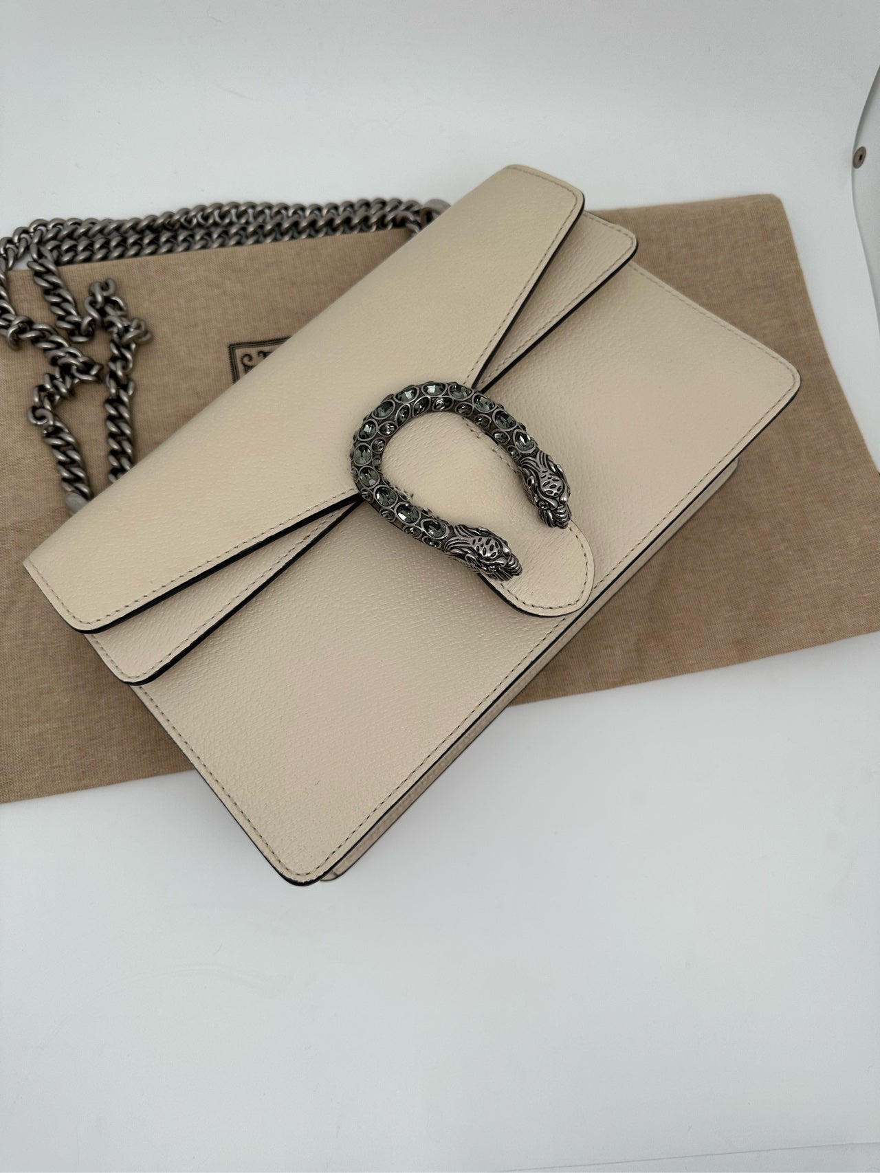 Gucci - Dionysus Shoulder Bag - Grained leather - White - (Medium)