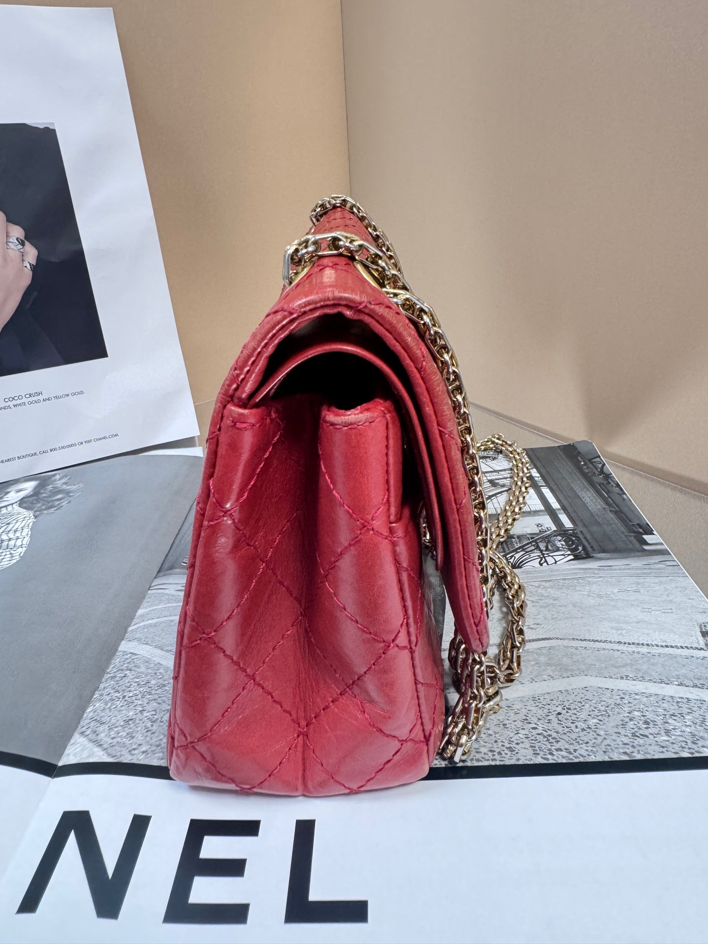 Chanel - 2.55 - Aged Calfskin Leather - Red - (Small)