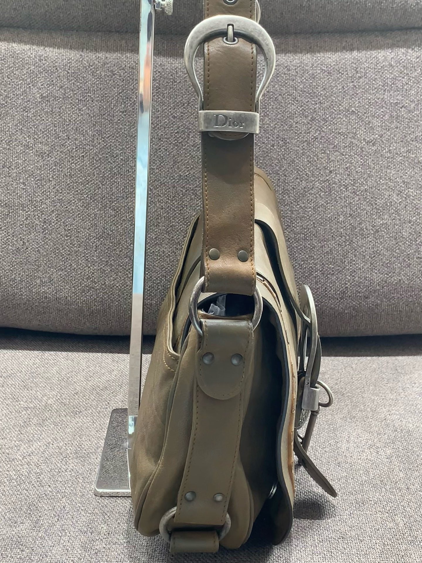 Dior - Gaucho Saddle Bag - Oiled wax leather - Khaki Green - (Medium)