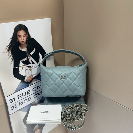 Chanel - Hobo Lunchbox Bag - Grained calfskin leather - Light Green with Gold-Tone Hardware - (mini)