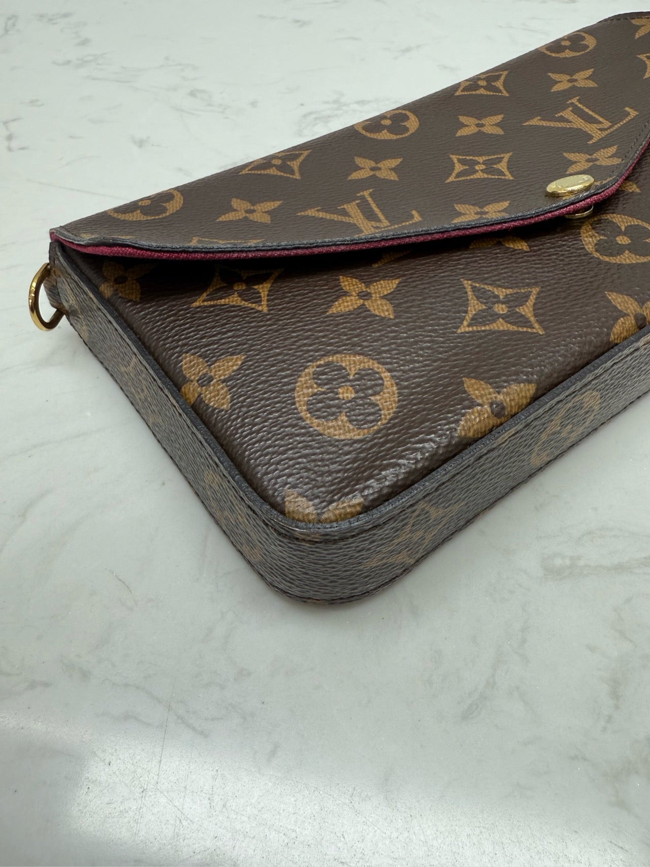 Louis Vuitton - Pochette Félicie - Monogram coated canvas with leather trim and lining - Brown with Fuchsia accents - (mini)