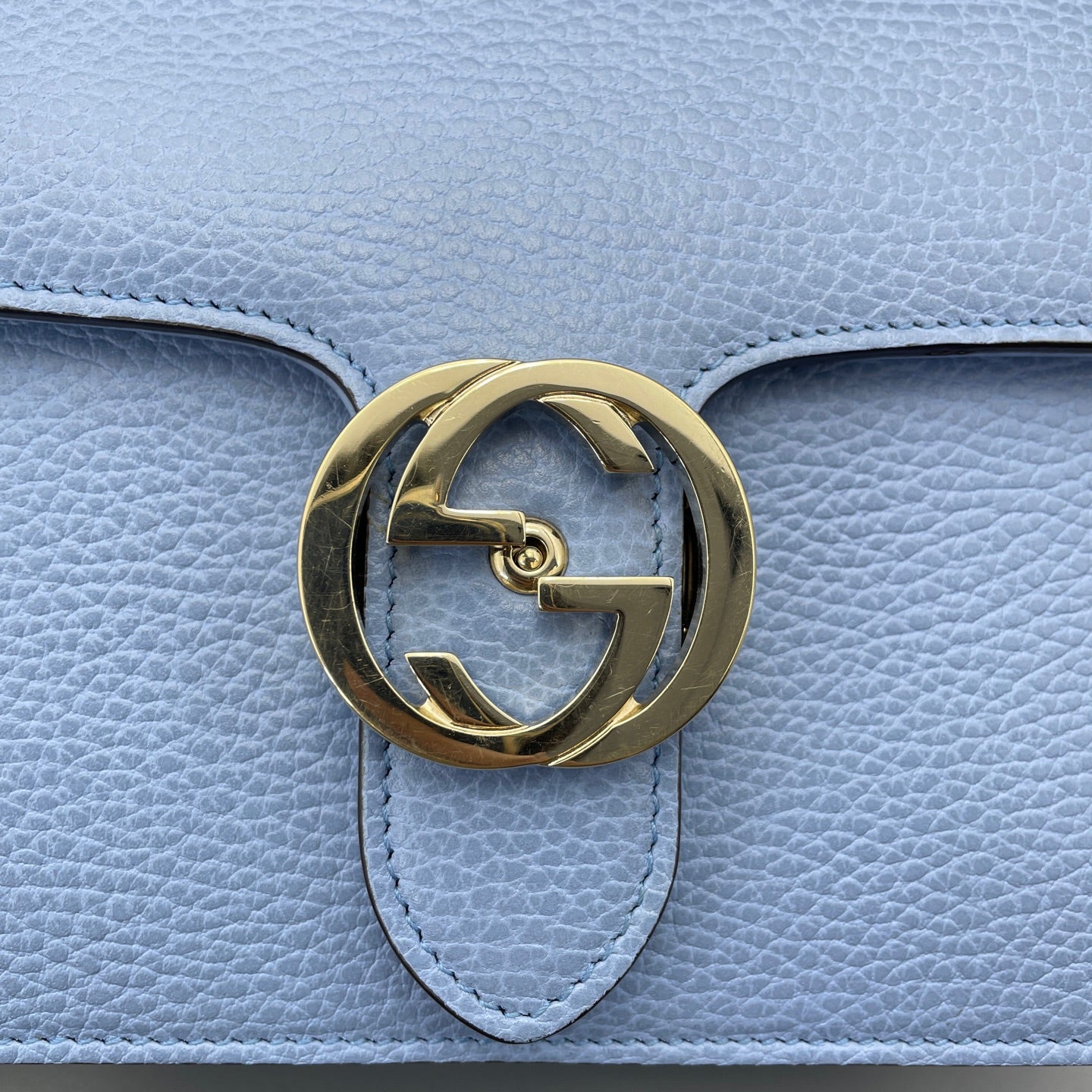 Gucci - Interlocking G Accordion Bag (Outlet Style) - Grained leather - Blue - (small)