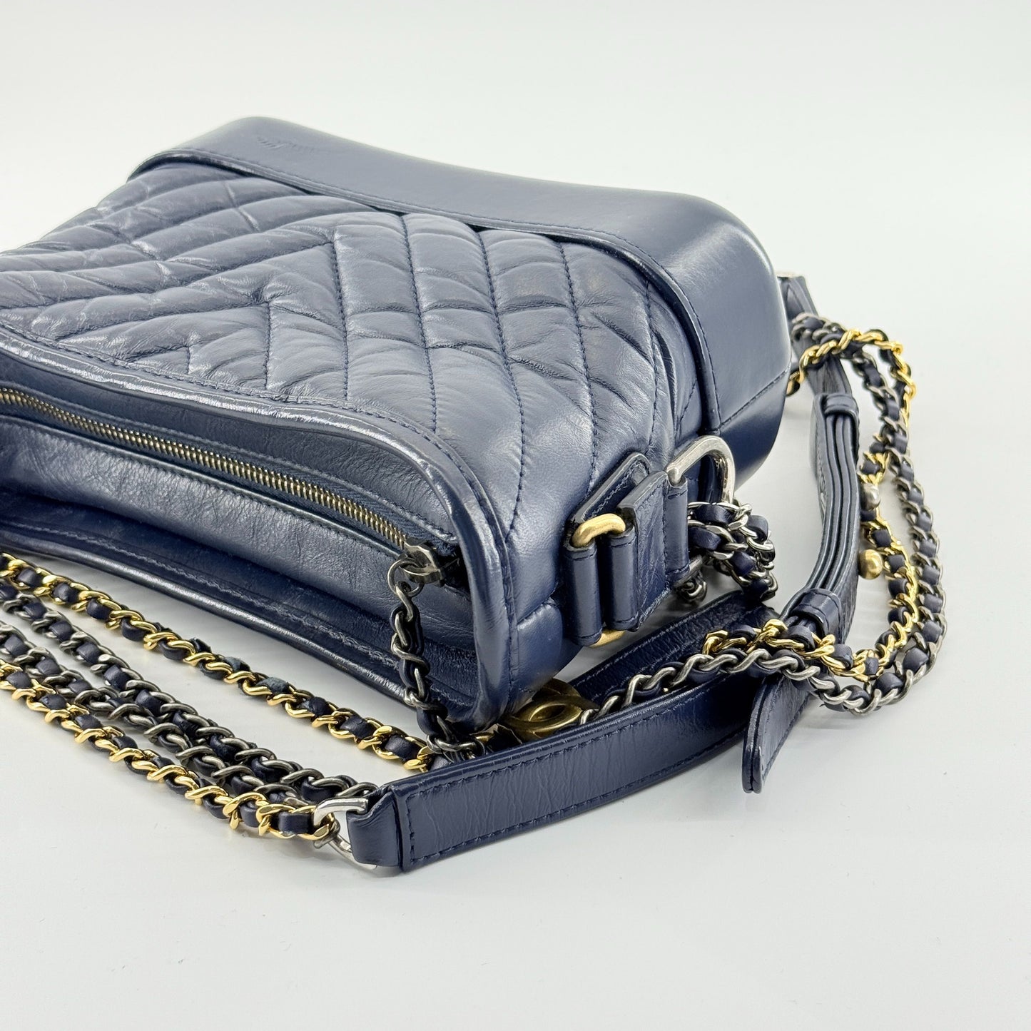 Chanel - Gabrielle Hobo Bag - Aged calfskin leather - Blue - (Small)