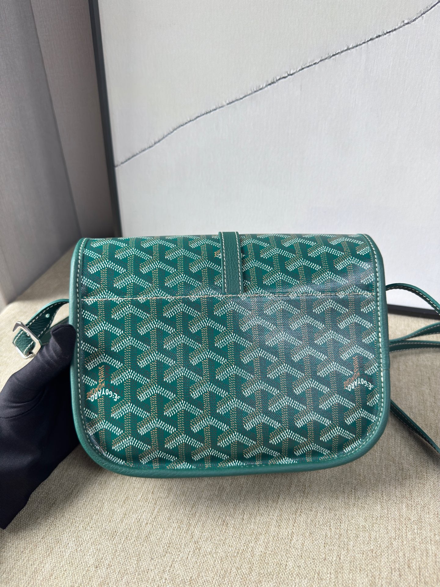 Goyard - Belvedere Messenger Bag - Goyardine canvas with pebbled leather trim - Green - (Small)