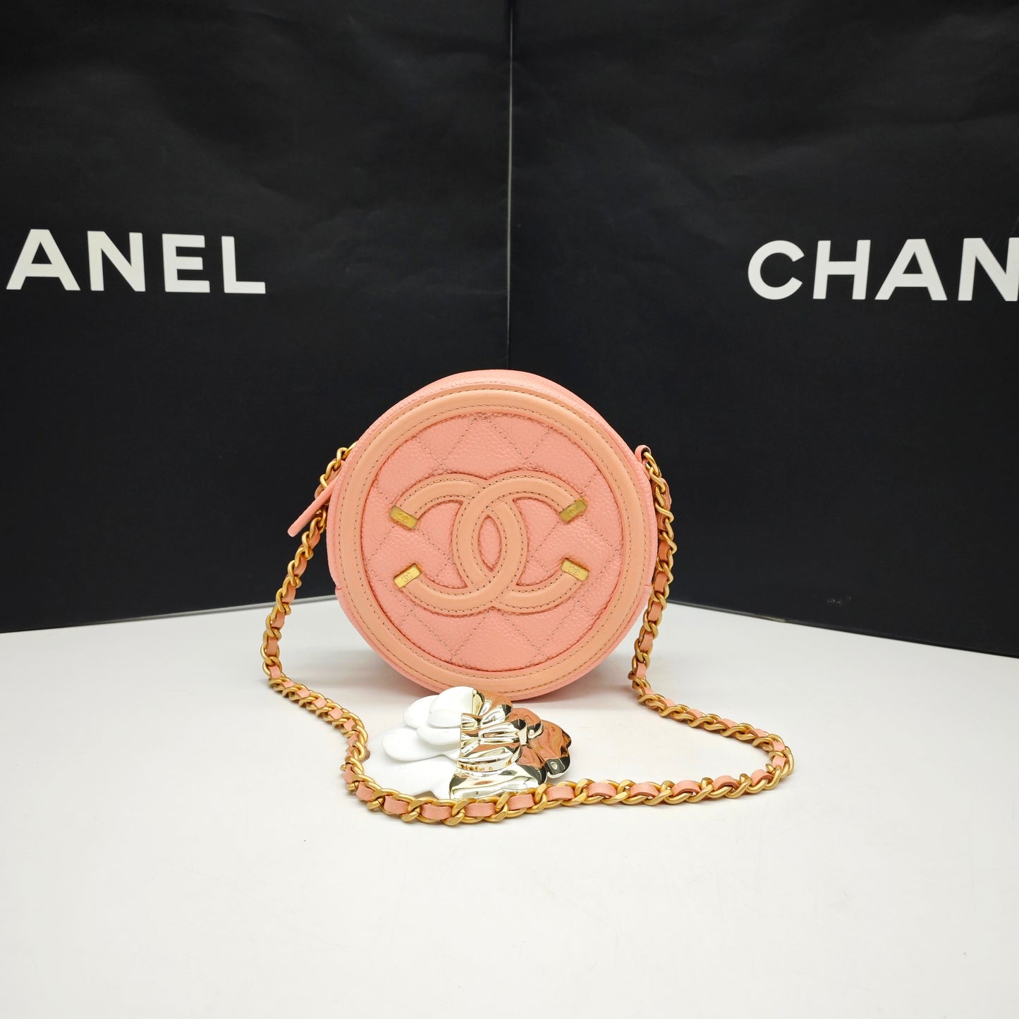Chanel - Round Mini Bag - Caviar leather - Pink - (mini)