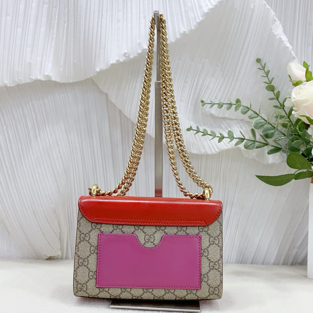 Gucci - Padlock GG Supreme Shoulder Bag - GG Supreme canvas with leather trim - Multicolour (Beige/Ebony, Red, Pink) - (Mini)