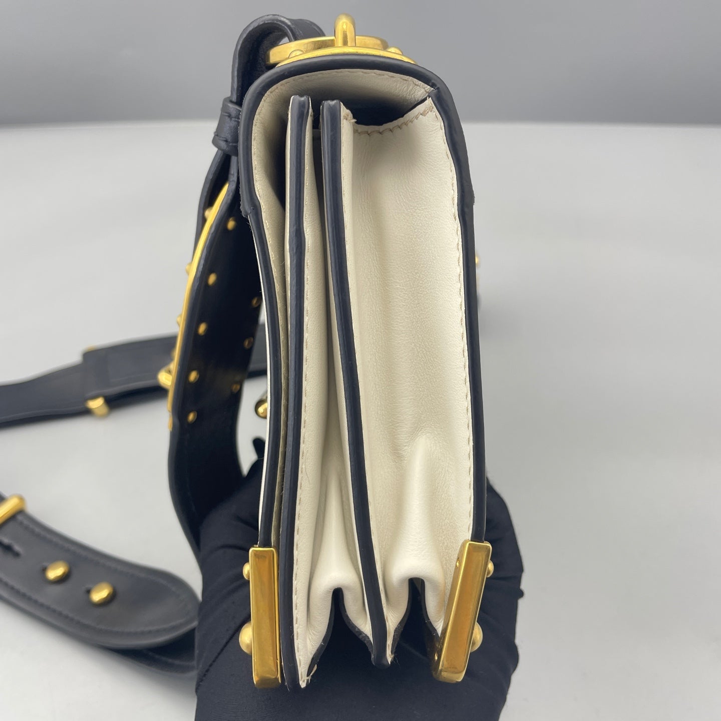 Prada - Cahier - Smooth leather with Saffiano leather accents - White with Black accents - (Small)