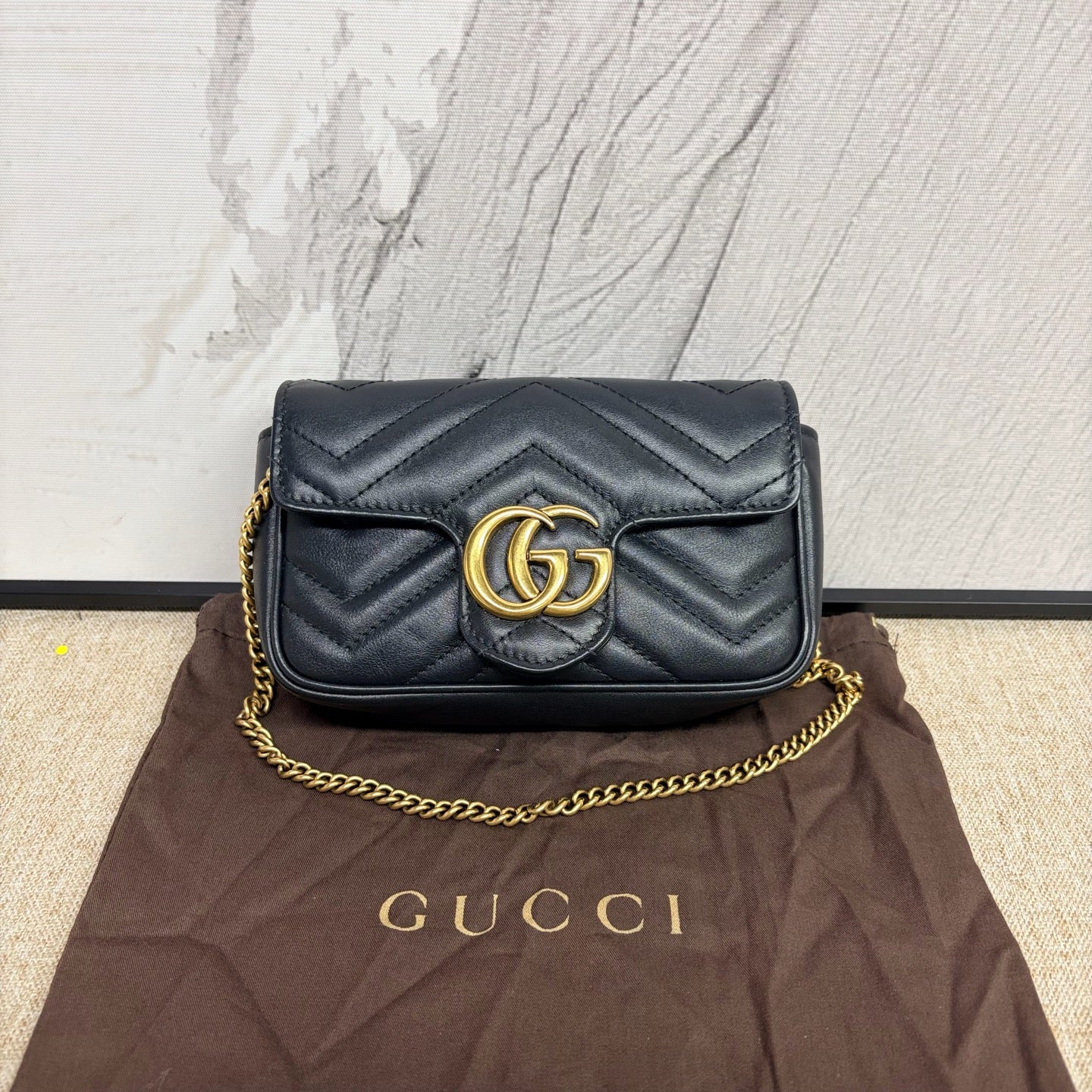Gucci - Marmont Mini Chain Bag - Leather - Black - (mini)